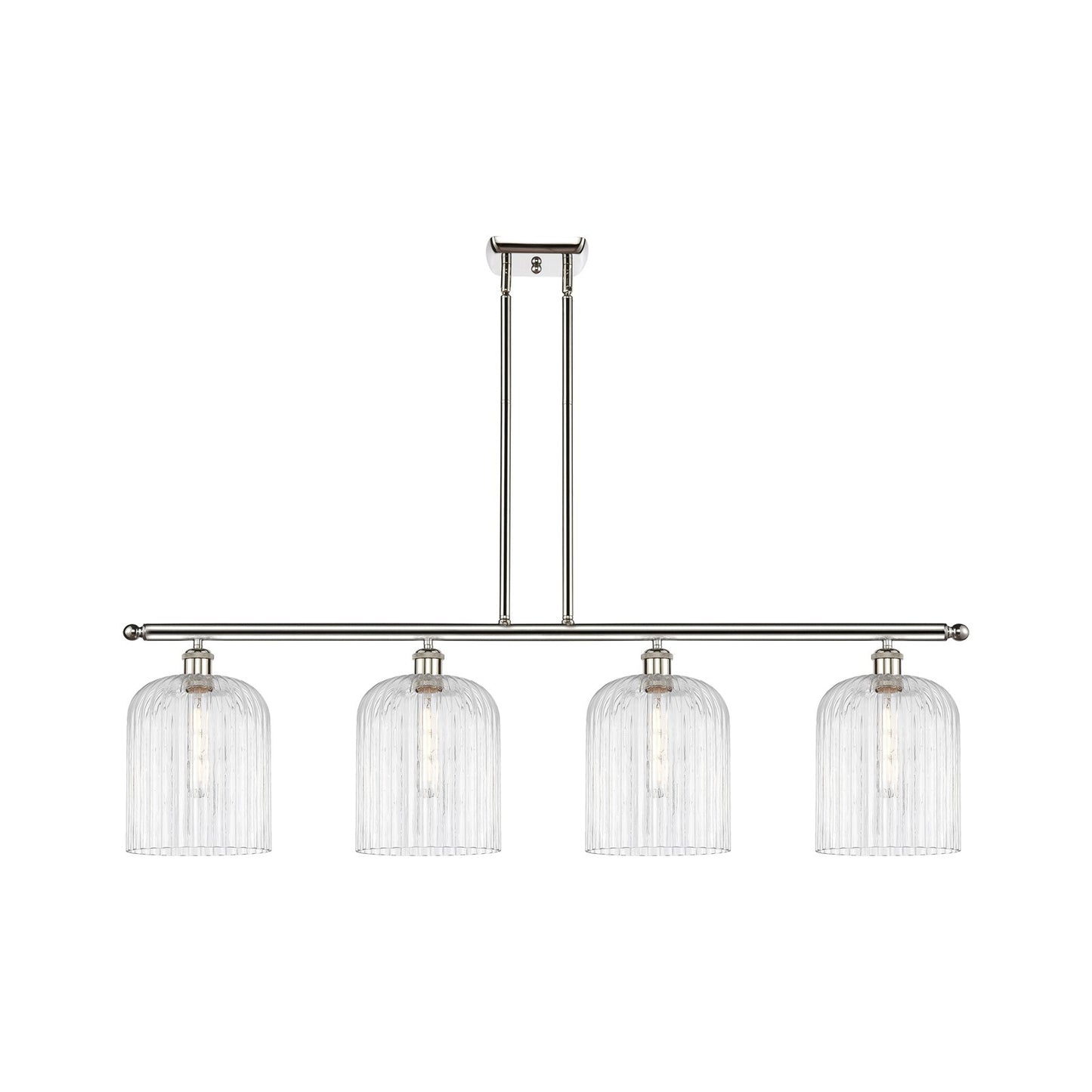 Innovations Bridal Veil 48in 4-Light Island Light | Art Nouveau Polished Nickel Steel and Clear Ribbed Glass | Kitchen Island & | Model 516-4I-PN-G559-8CL