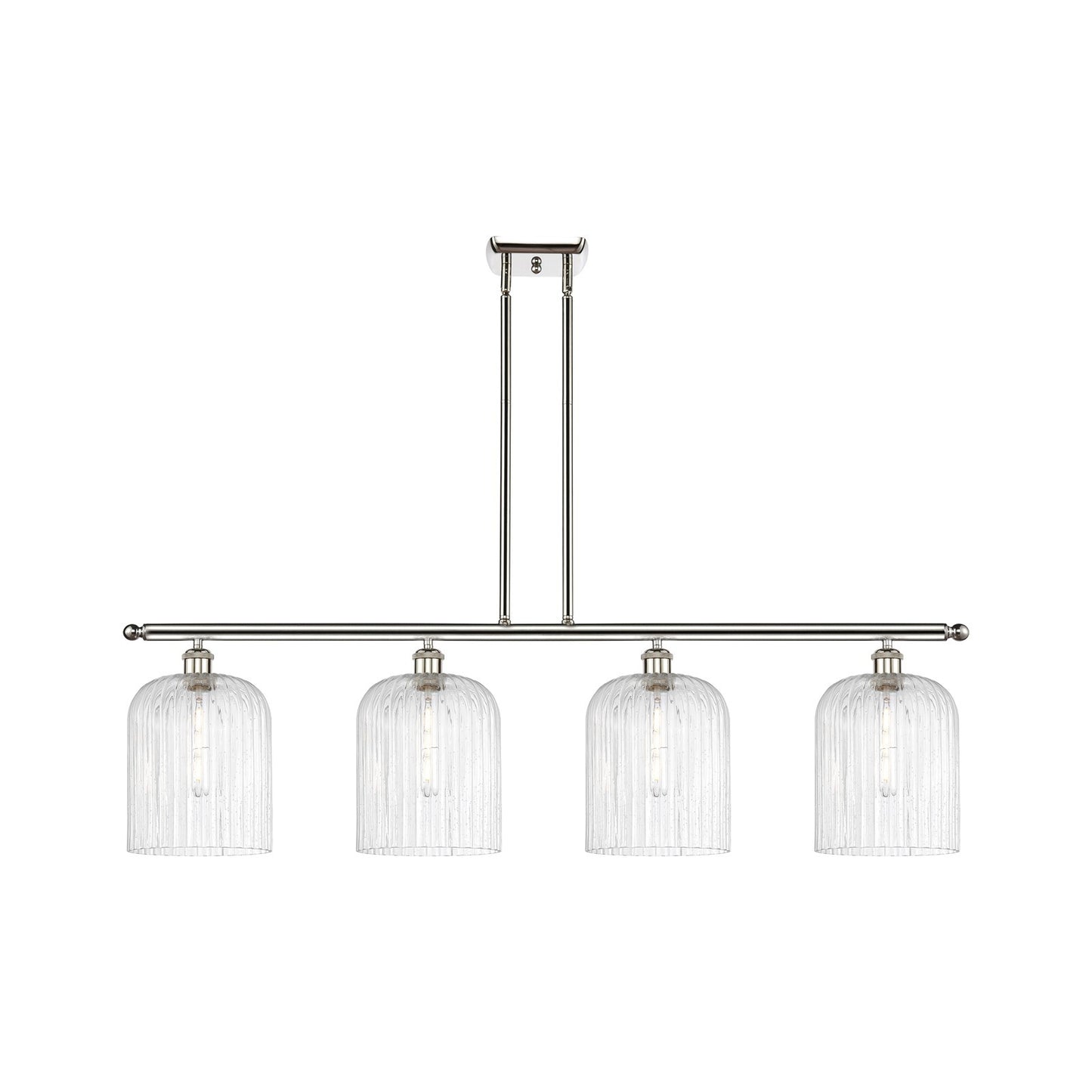 Innovations Bridal Veil 48in 4-Light Island Light | Art Nouveau Polished Nickel Steel and Seedy Ribbed Glass | Kitchen Island | Model 516-4I-PN-G559-8SDY