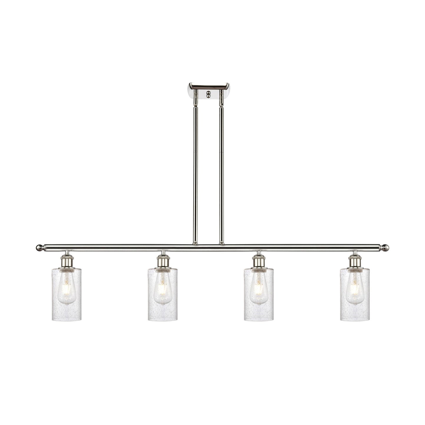 Innovations Clymer 48in 4-Light Island Light | Art Nouveau Polished Nickel and Seedy Glass | Kitchen Island & Dining Room | 48 x | Model 516-4I-PN-G804
