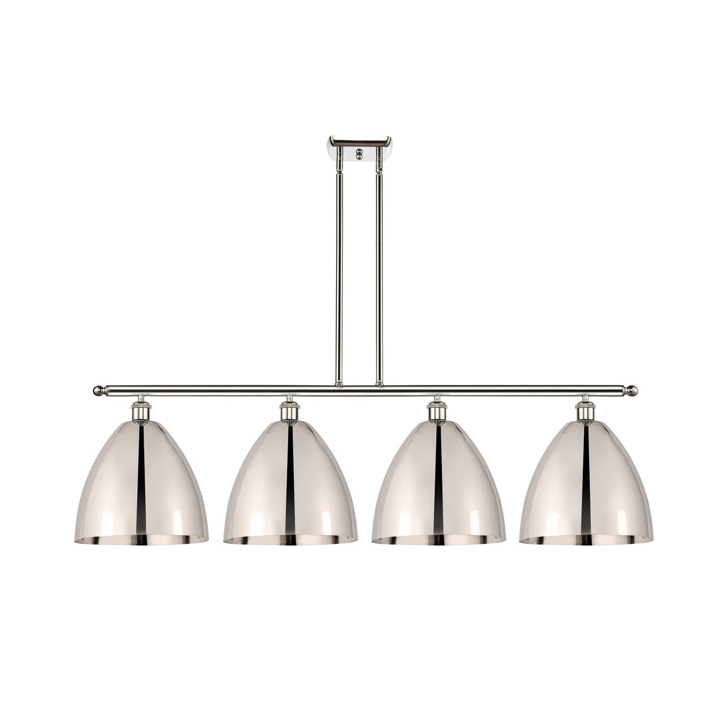 Innovations Bristol 50.25in 4-Light Island Light | Industrial Farmhouse Polished Nickel Steel and Polished Nickel Metal | Model 516-4I-PN-MBD-12-PN-LED