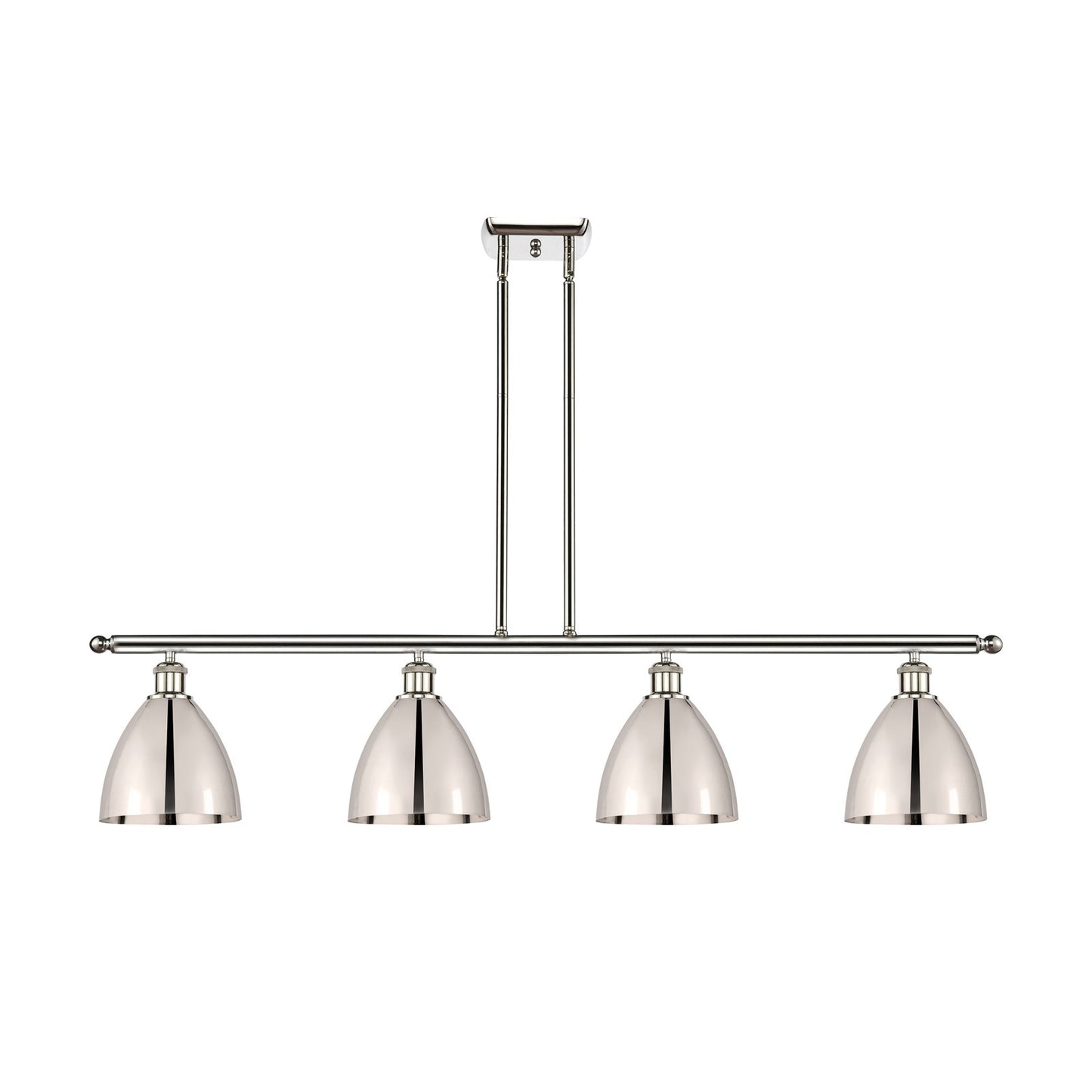 Innovations Bristol 48in 4-Light Island Light | Industrial Farmhouse Polished Nickel Steel and Metal Shade | Kitchen | Model 516-4I-PN-MBD-75-PN-LED