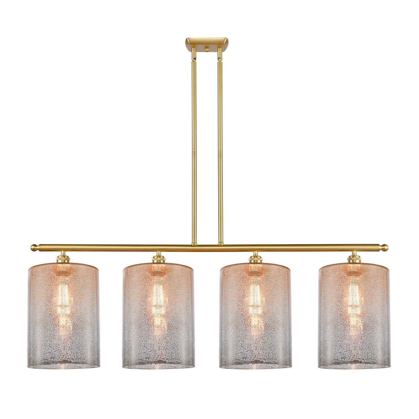 Innovations Cobbleskill 48in 4-Light Island Light | Art Nouveau Satin Gold Steel and Mercury Glass | Kitchen Island & Dining Room | Model 516-4I-SG-G116-L
