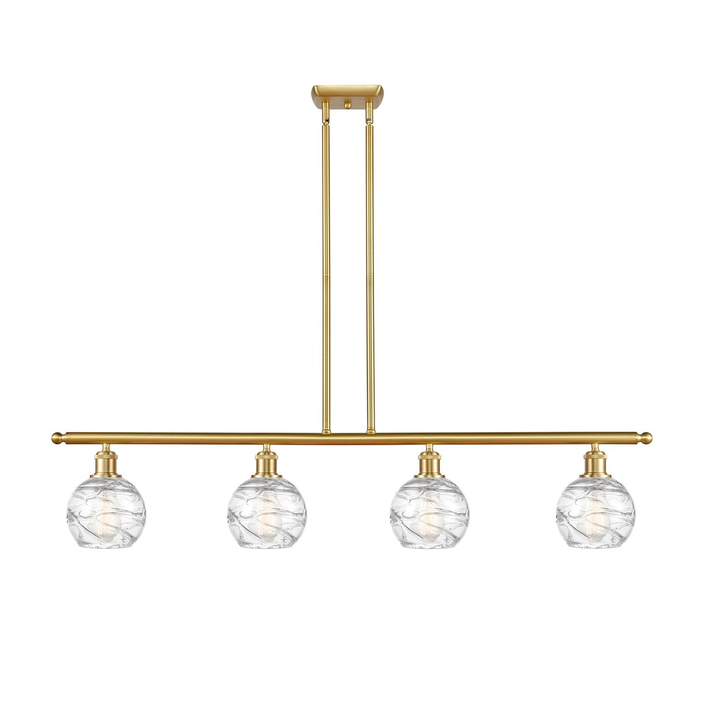 Innovations Athens Deco Swirl 48in 4-Light Island Light | Industrial Satin Gold Steel and Clear Glass | Kitchen Island & | Model 516-4I-SG-G1213-6CL
