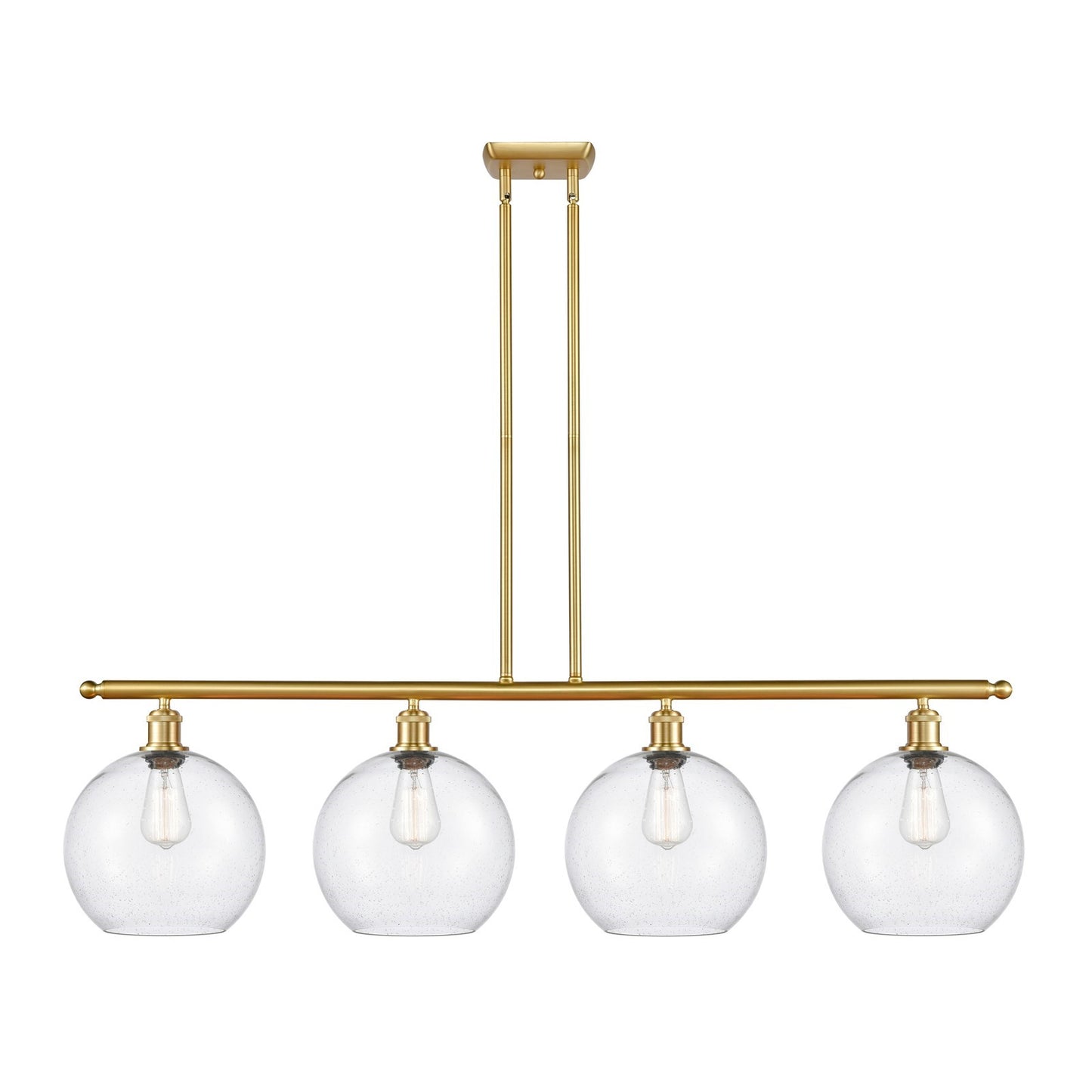 Innovations Athens 48in 4-Light Island Light | Industrial Satin Gold Steel and Seedy Glass | Kitchen Island & Dining Room | Model 516-4I-SG-G124-10