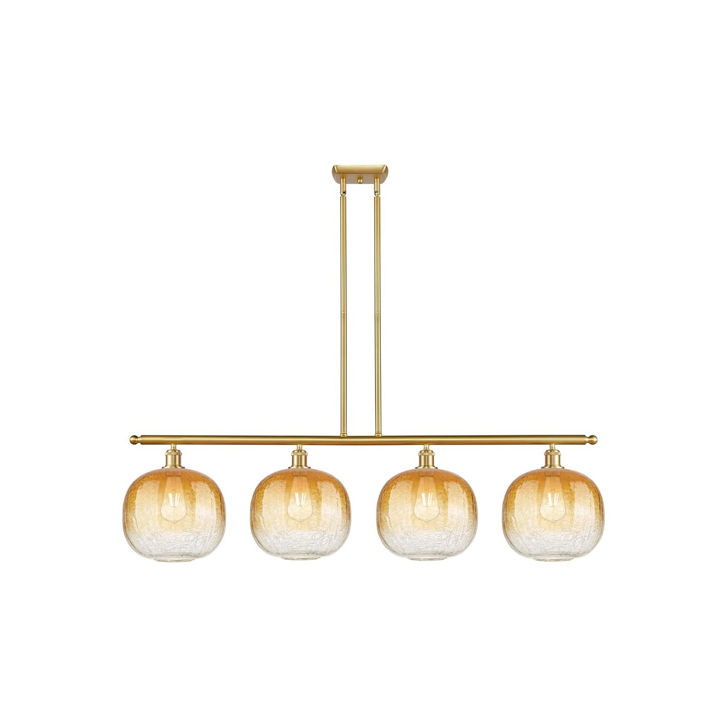 Innovations Brookhaven Sphere 49in 4-Light Island Light | Industrial Satin Gold Steel and Cast Brass with Amber Glass | Model 516-4I-SG-G481-10AM