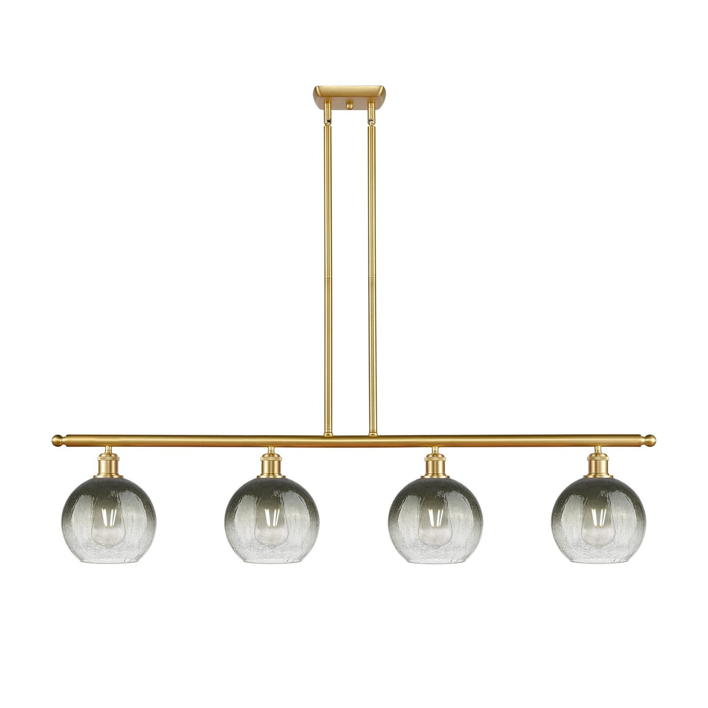 Innovations Brookhaven Globe 48in 4-Light Island Light | Industrial Satin Gold Steel and Slate Glass | Kitchen Island & Dining | Model 516-4I-SG-G483-8SL