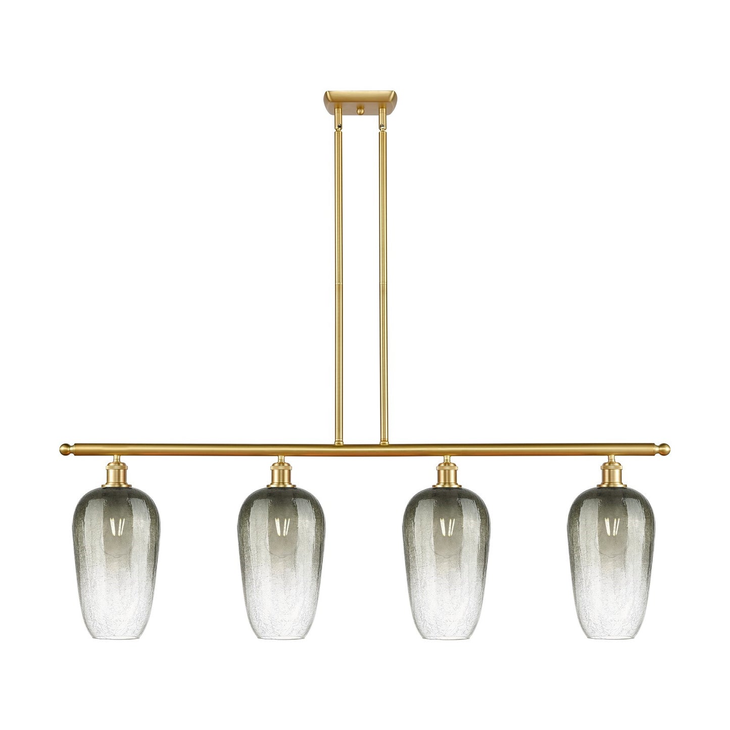 Innovations Brookhaven Flute 48in 4-Light Island Light | Industrial Satin Gold Steel and Slate Glass | Kitchen Island & Dining | Model 516-4I-SG-G484-7SL