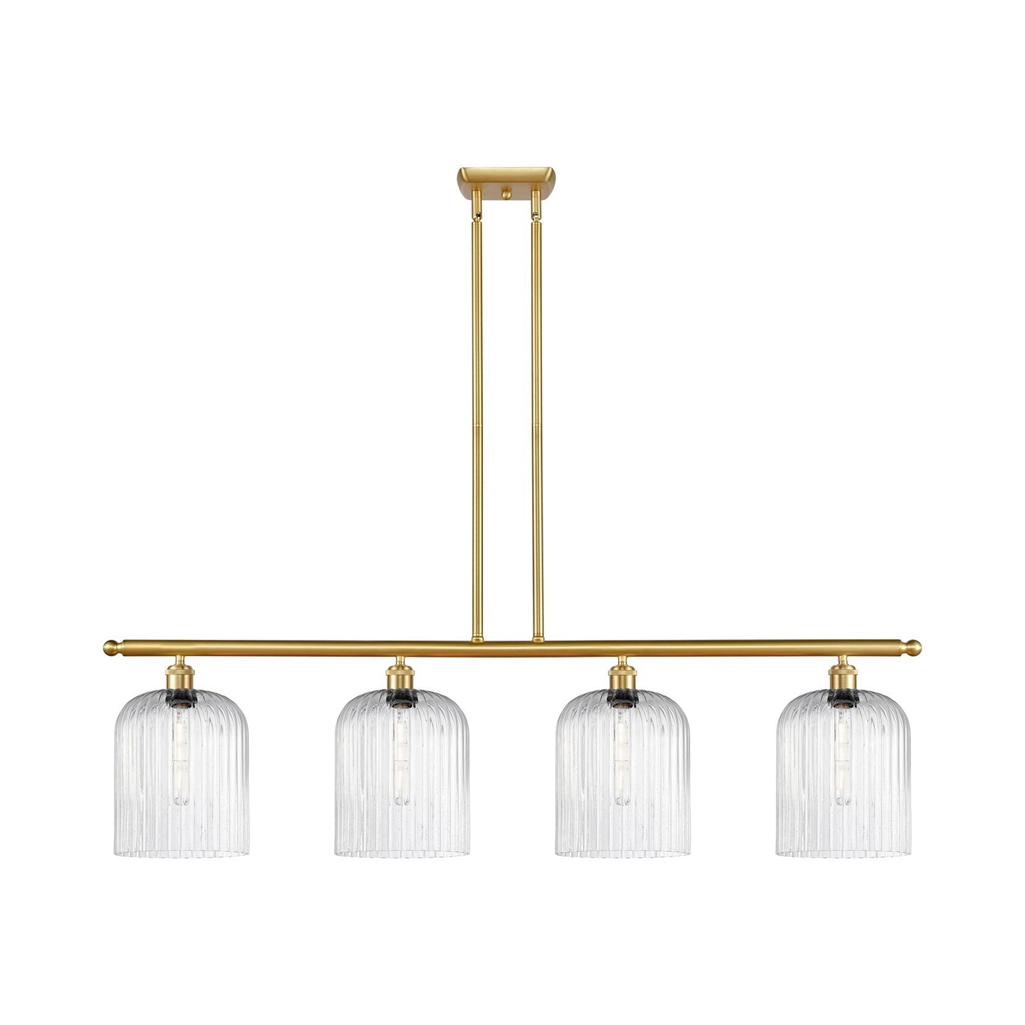 Innovations Bridal Veil 48in 4-Light Island Light | Art Nouveau Satin Gold Steel and Cast Brass with Seedy Glass Shade | Model 516-4I-SG-G559-8SDY