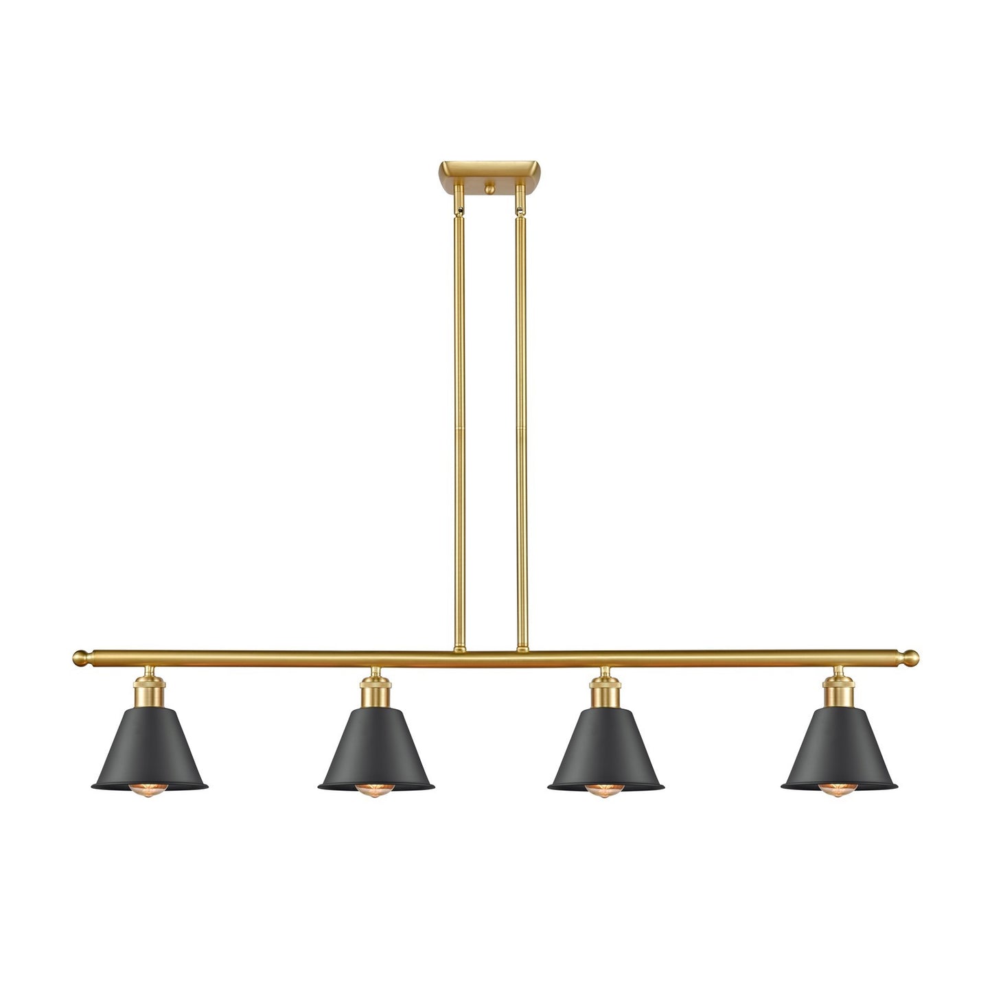 Innovations Smithfield 48in 4-Light Island Light | Industrial Satin Gold Steel and Matte Black Metal | Kitchen Island & Dining | Model 516-4I-SG-M8-BK-LED