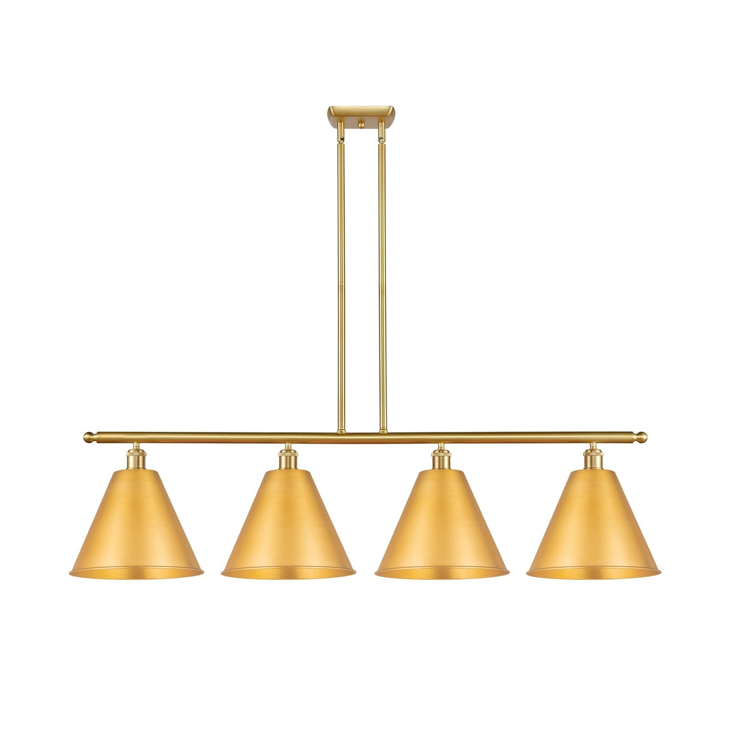 Innovations Berkshire Metal 50in 4-Light Island Light | Industrial Farmhouse Satin Gold Steel and Cast Brass with Satin Gold | Model 516-4I-SG-MBC-12-SG