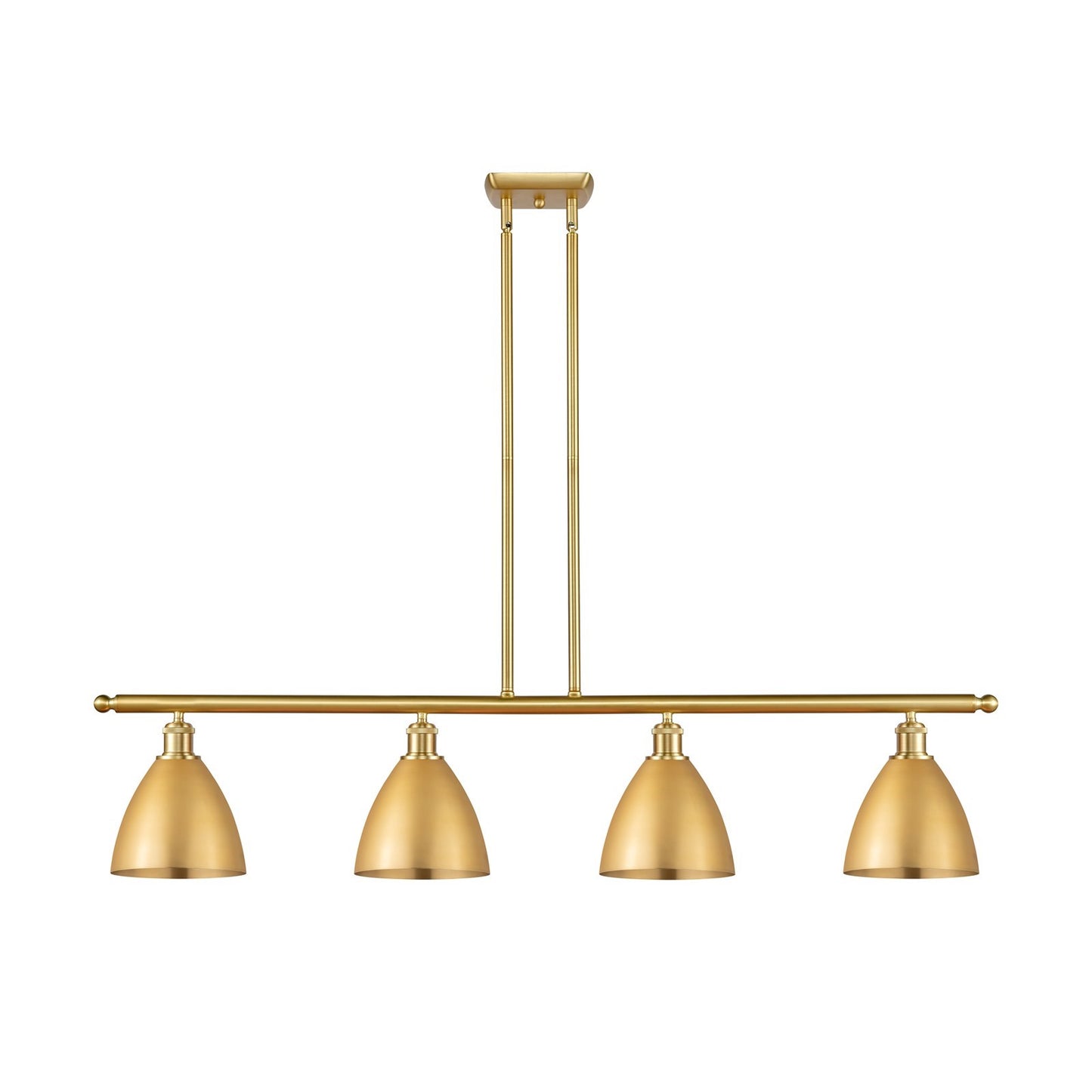Innovations Bristol 48in 4-Light Island Light | Industrial Farmhouse Satin Gold Steel and Cast Brass with Satin Gold Metal | Model 516-4I-SG-MBD-75-SG