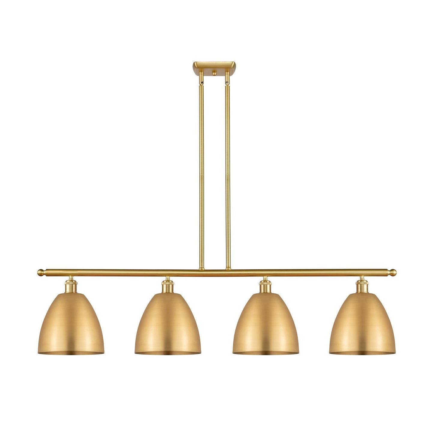 Innovations Bristol 48in 4-Light Island Light | Industrial Farmhouse Satin Gold Steel and Cast Brass with Satin Gold Metal | Model 516-4I-SG-MBD-9-SG-LED