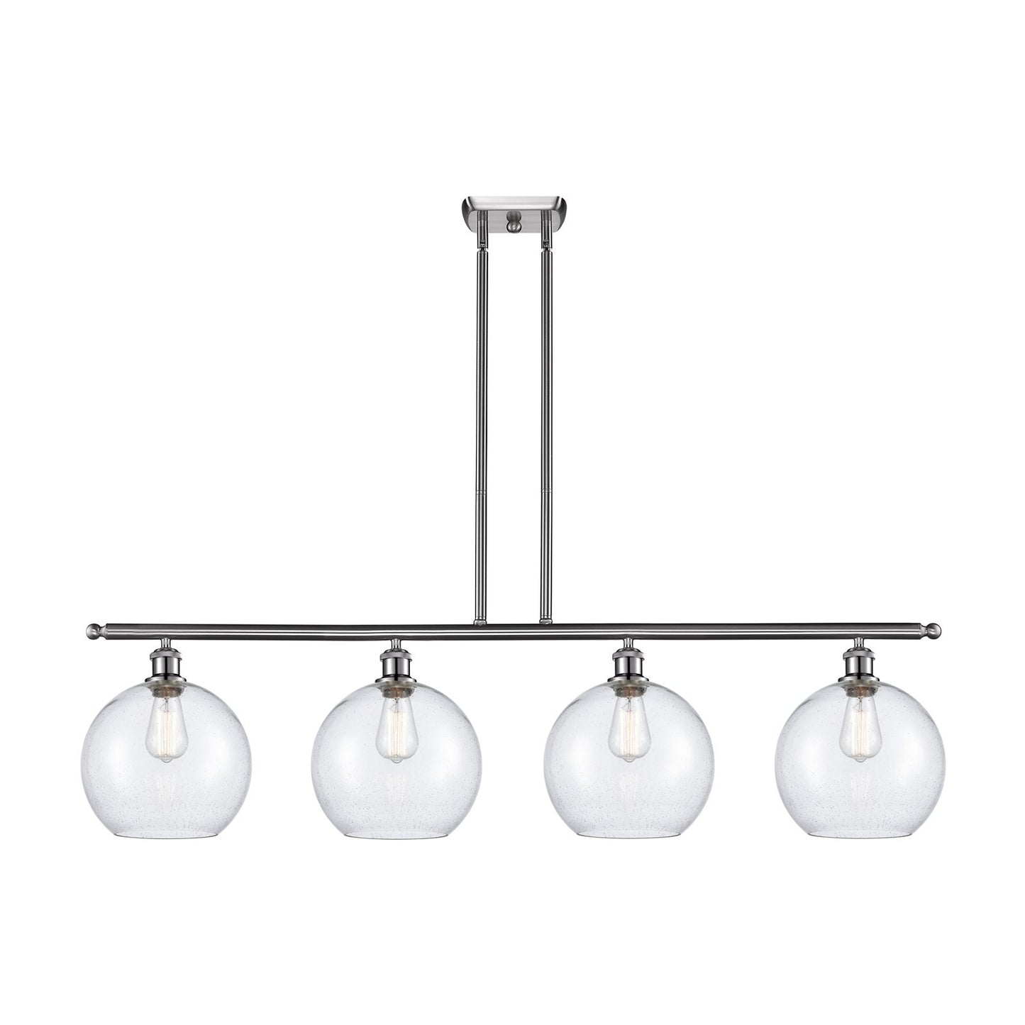 Innovations Athens 48in 4-Light Island Light | Industrial Brushed Satin Nickel Steel and Seedy Glass | Kitchen Island & Dining | Model 516-4I-SN-G124-10