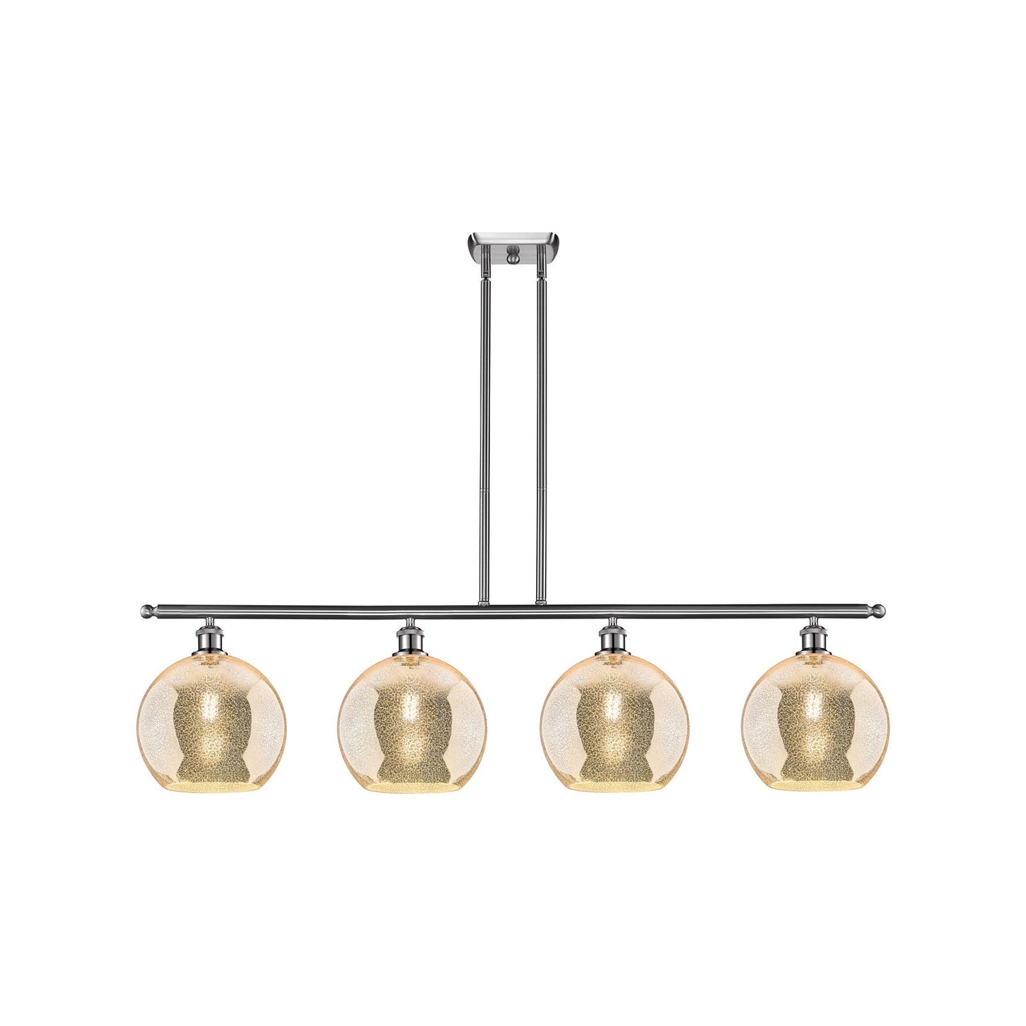 Innovations Athens 48in 4-Light Island Light | Industrial Brushed Satin Nickel Steel and Mercury Glass | Kitchen Island & Dining | Model 516-4I-SN-G128-10