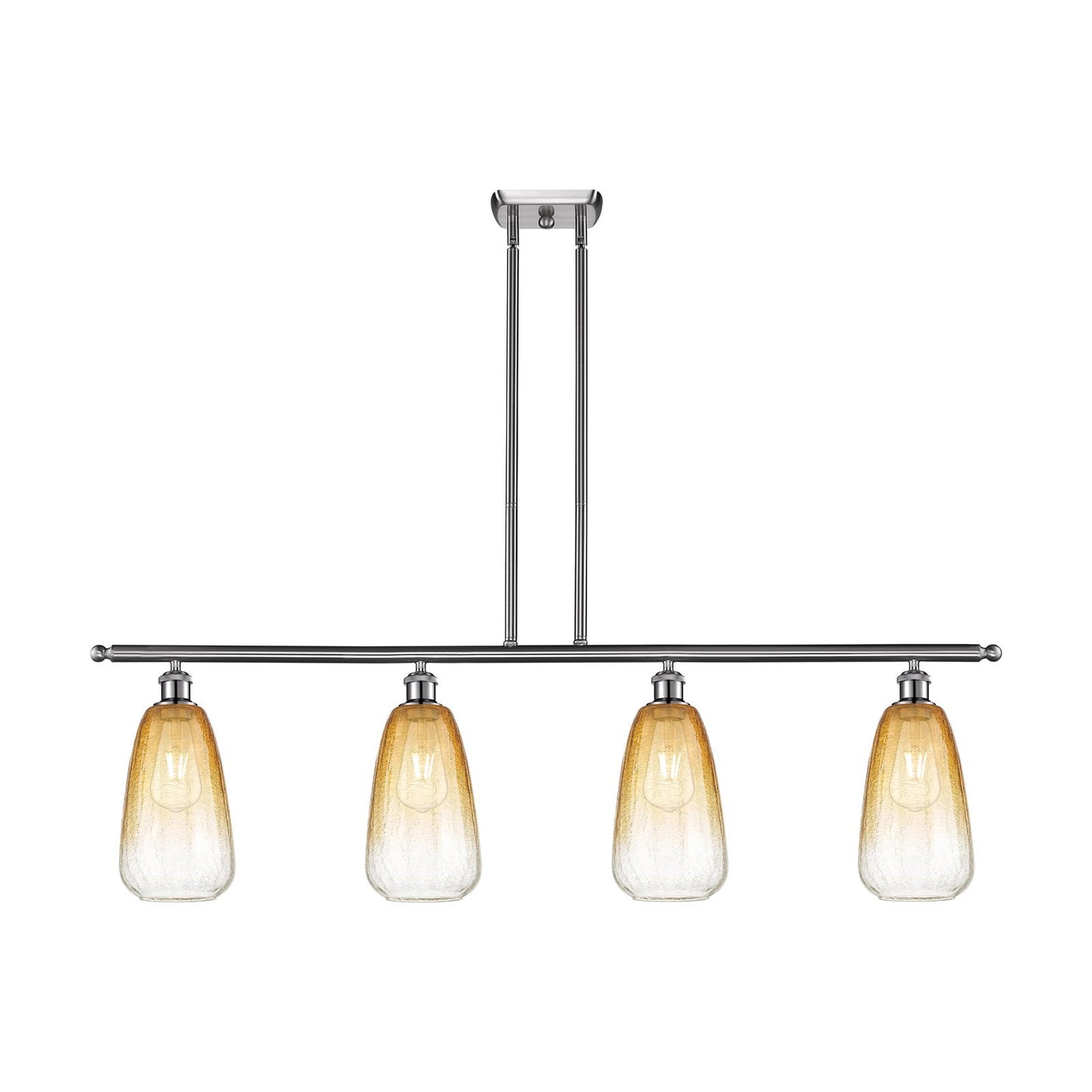 Innovations Brookhaven Almond 48in 4-Light Island Light | Industrial Brushed Satin Nickel and Amber Glass | Kitchen Island & | Model 516-4I-SN-G480-6AM