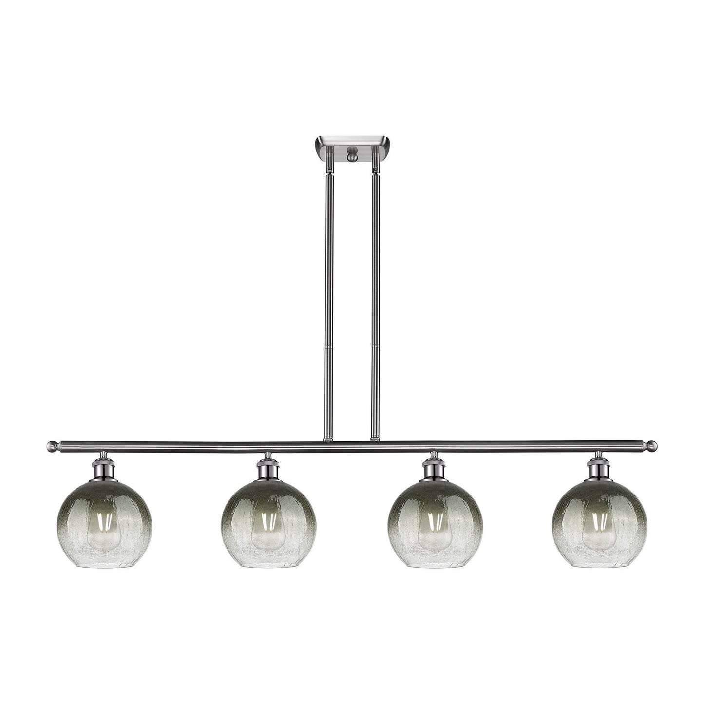 Innovations Brookhaven Globe 48in 4-Light Island Light | Industrial Brushed Satin Nickel Steel and Slate Glass | Kitchen Island | Model 516-4I-SN-G483-8SL