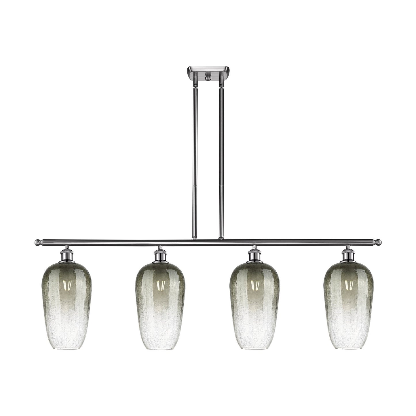 Innovations Brookhaven Flute 48in 4-Light Island Light | Industrial Brushed Satin Nickel Steel and Slate Glass | Kitchen Island | Model 516-4I-SN-G484-7SL