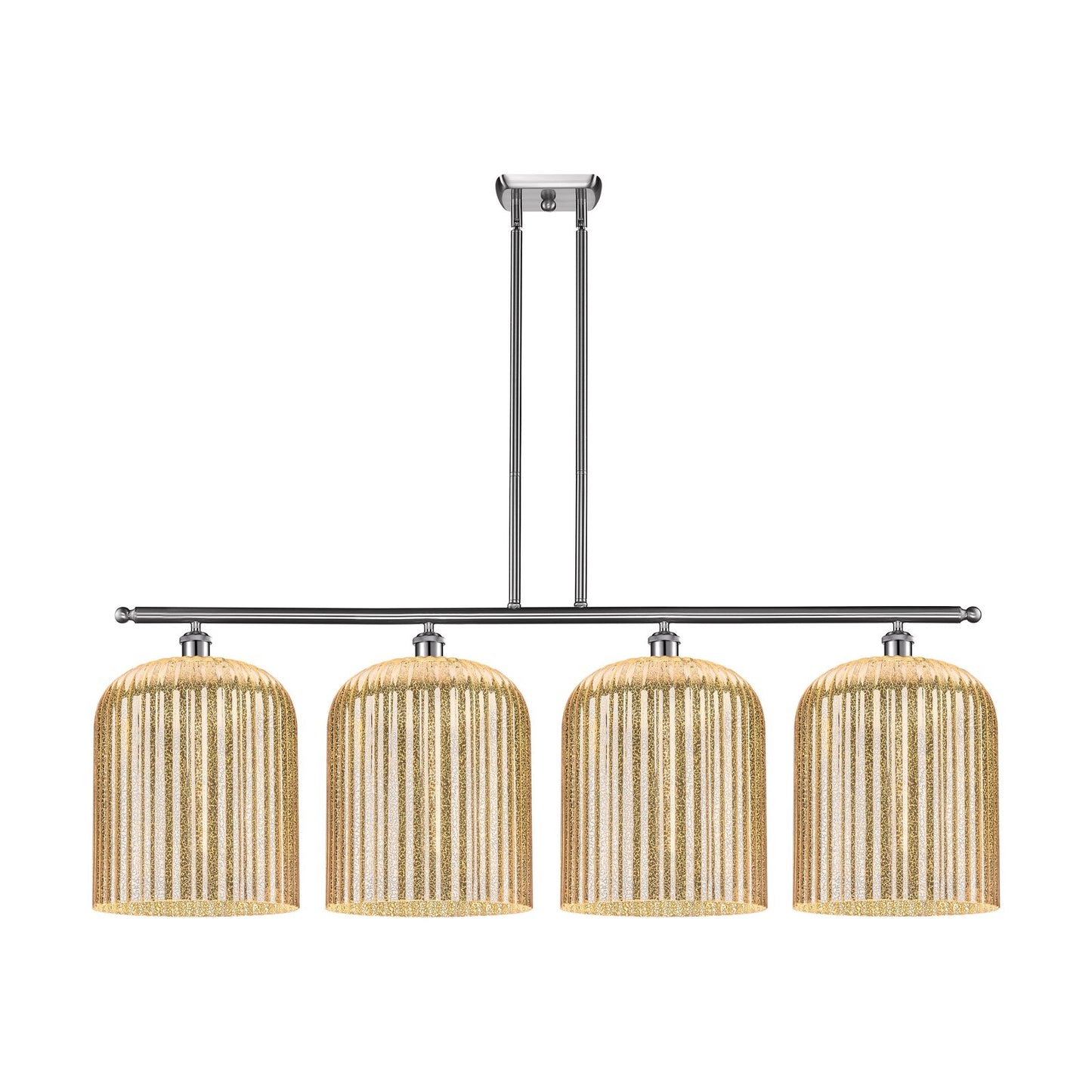 Innovations Bridal Veil 48in 4-Light Island Light | Art Nouveau Brushed Satin Nickel and Mercury Ribbed Glass | Kitchen Island | Model 516-4I-SN-G559-12ME