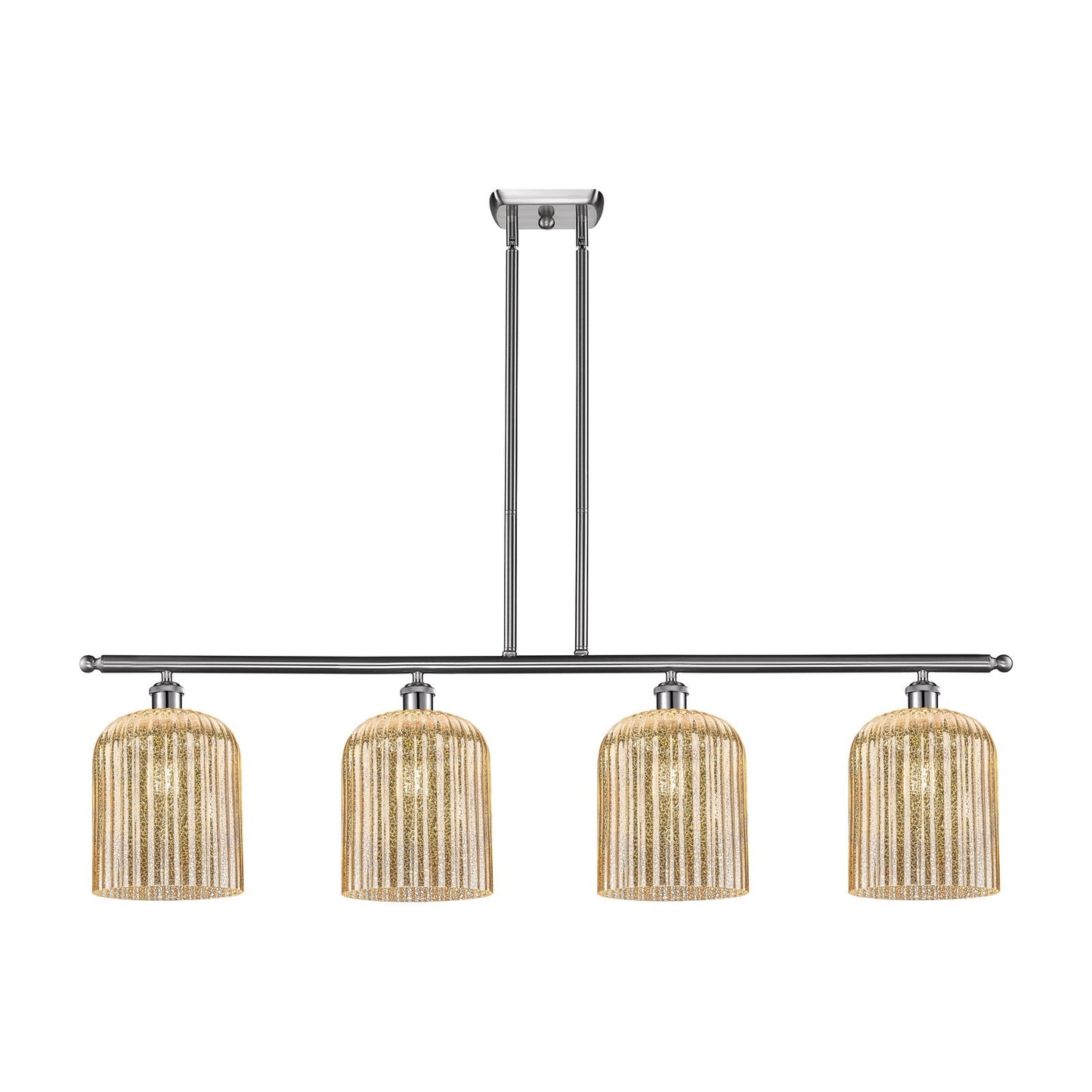 Innovations Bridal Veil 48in 4-Light Island Light | Art Nouveau Brushed Satin Nickel and Mercury Ribbed Glass | Kitchen Island | Model 516-4I-SN-G559-8ME