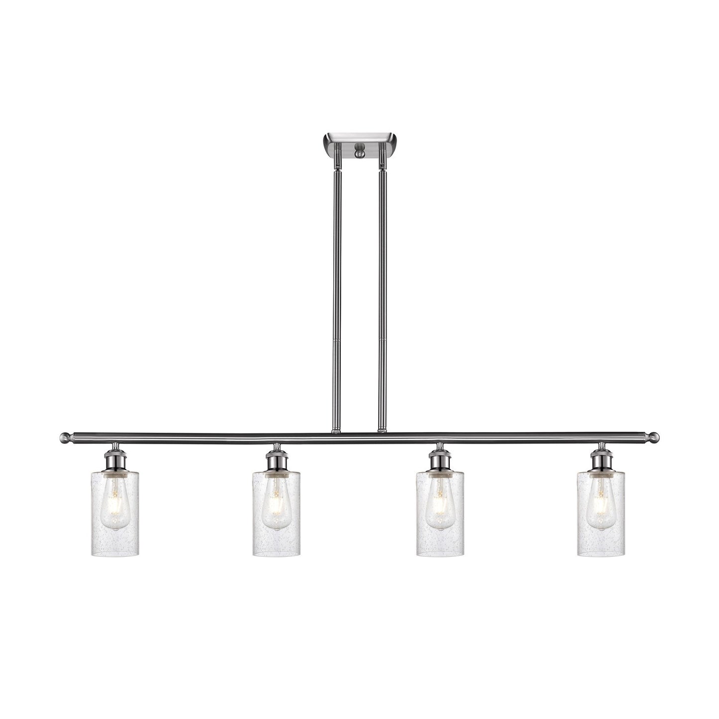 Innovations Clymer 48in 4-Light Island Light | Art Nouveau Brushed Satin Nickel Steel and Seedy Glass | Kitchen Island & Dining | Model 516-4I-SN-G804