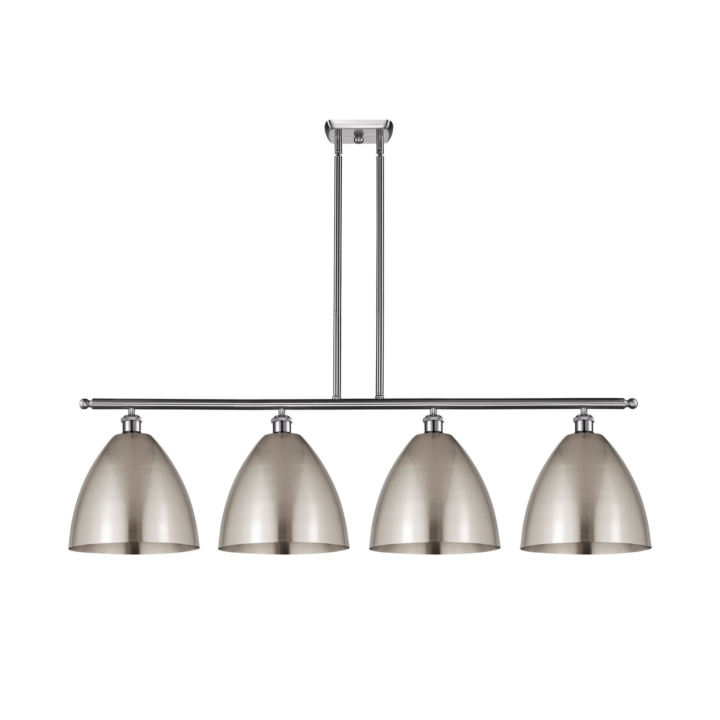 Innovations Bristol 50in 4-Light Island Light | Industrial Farmhouse Brushed Satin Nickel Steel and Metal Shade | Kitchen | Model 516-4I-SN-MBD-12-SN