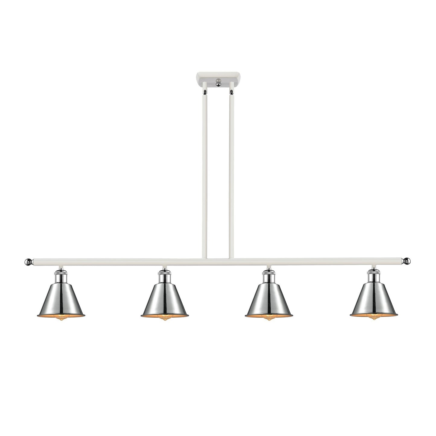 Innovations Smithfield 48in 4-Light Island Light | Industrial White Polished Chrome Metal | Kitchen Island & Dining Room | 48 x | Model 516-4I-WPC-M8-LED