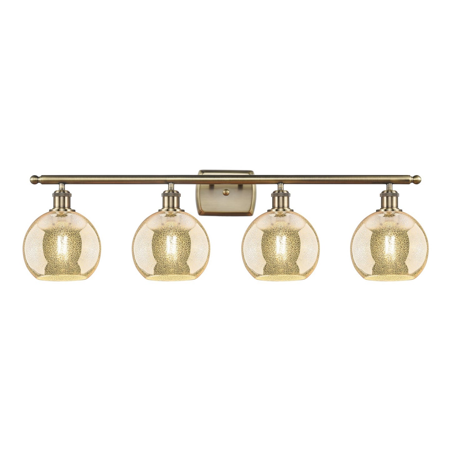 Innovations Athens 38in 4-Light Bath Vanity Light | Industrial Antique Brass Steel and Mercury Glass | Bathroom Vanity | 38 x 11 | Model 516-4W-AB-G128-8