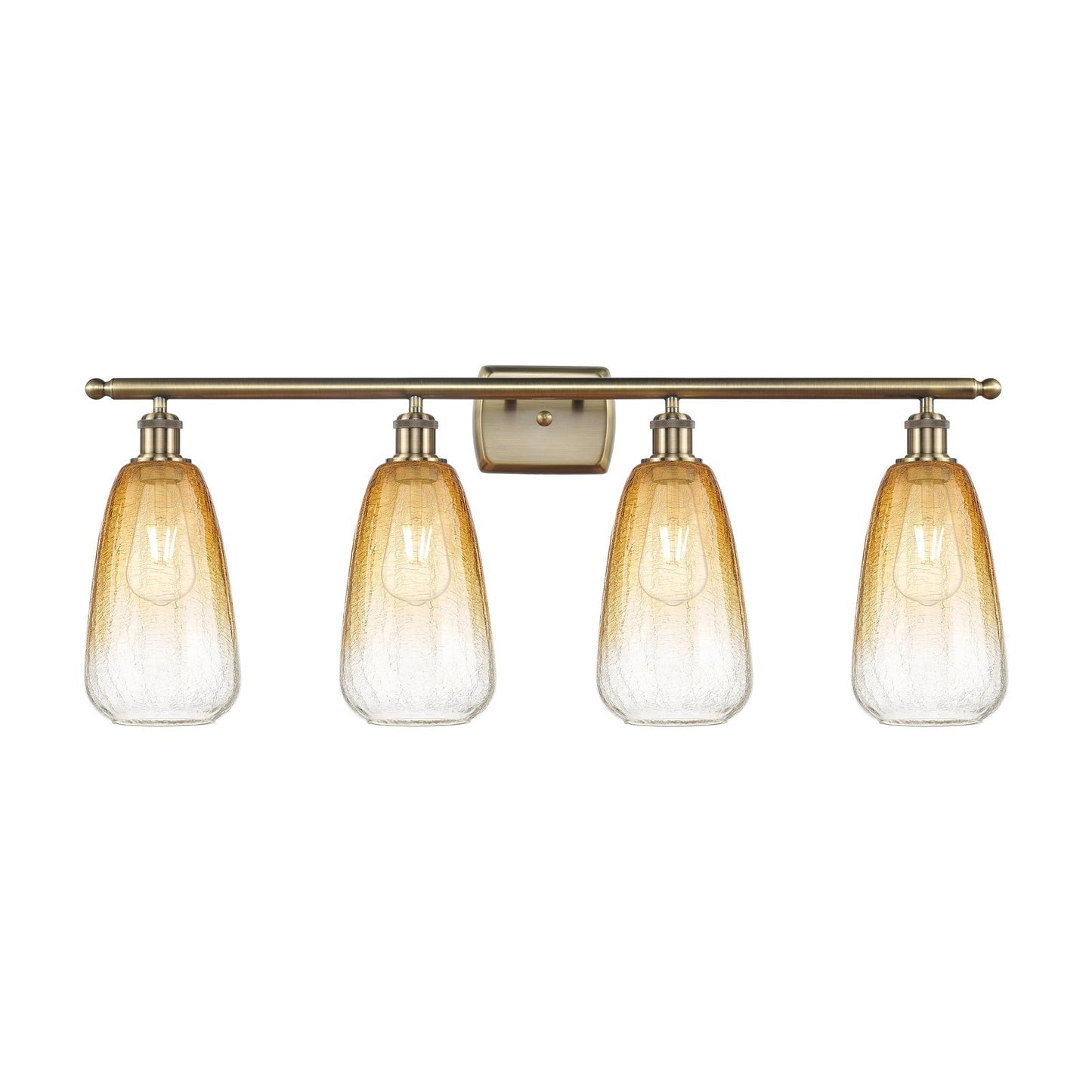 Innovations Brookhaven Almond 36in 4-Light Bath Vanity Light | Industrial Antique Brass and Amber Glass | Bathroom Vanity | 36 | Model 516-4W-AB-G480-6AM
