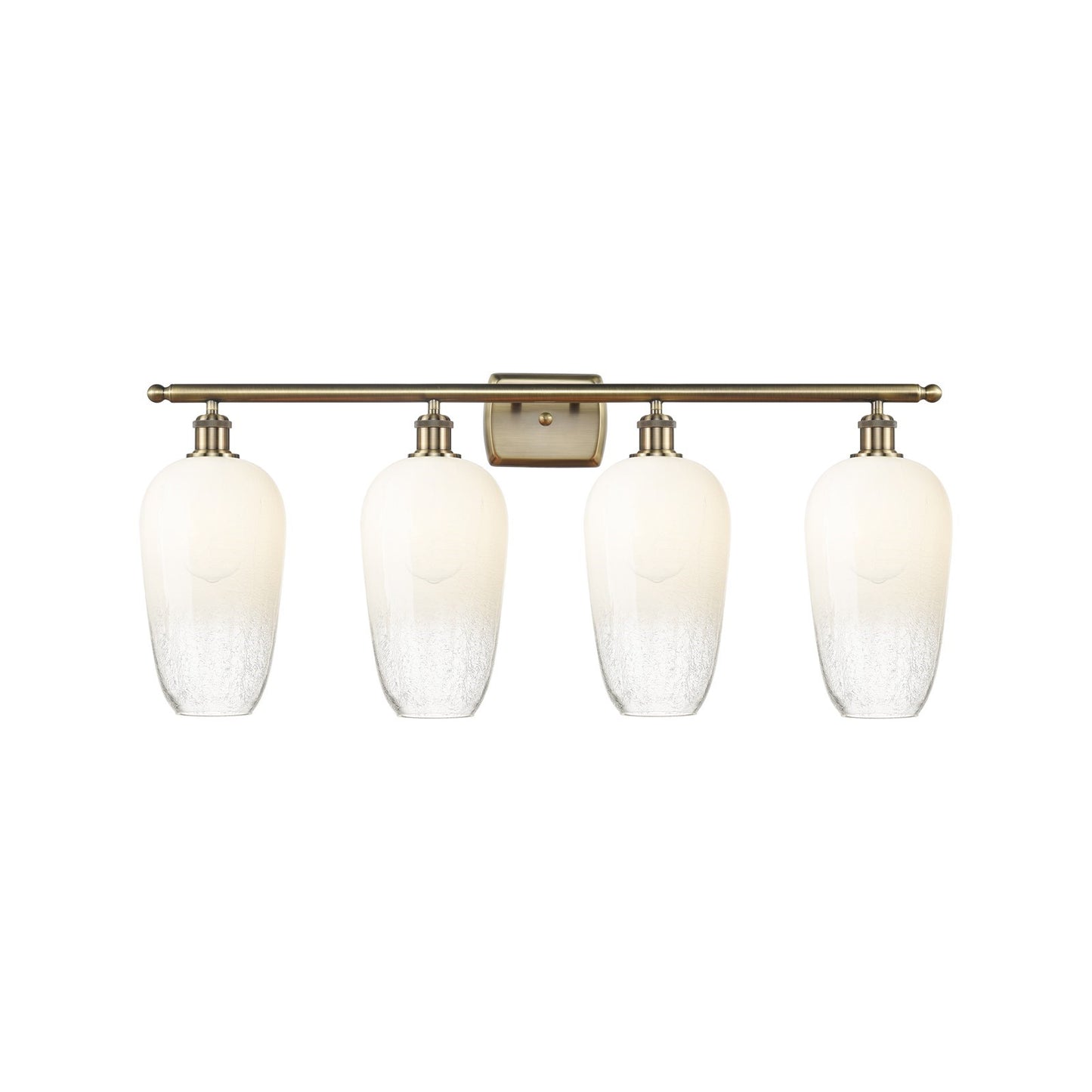 Innovations Brookhaven Flute 37in 4-Light Bath Vanity Light | Industrial Antique Brass Steel and Opal Glass | Bathroom Vanity | Model 516-4W-AB-G484-7OP