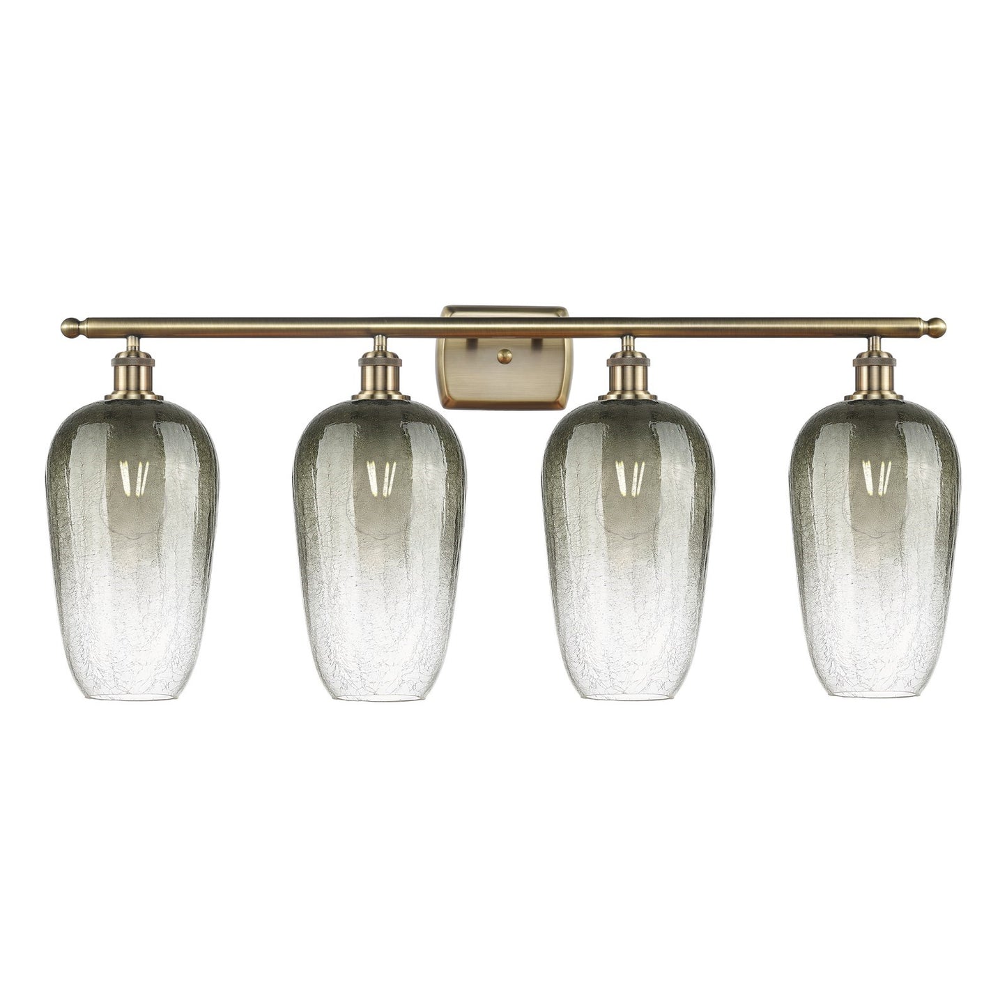 Innovations Brookhaven Flute 37in 4-Light Bath Vanity Light | Industrial Antique Brass Steel and Slate Glass | Bathroom Vanity | Model 516-4W-AB-G484-7SL