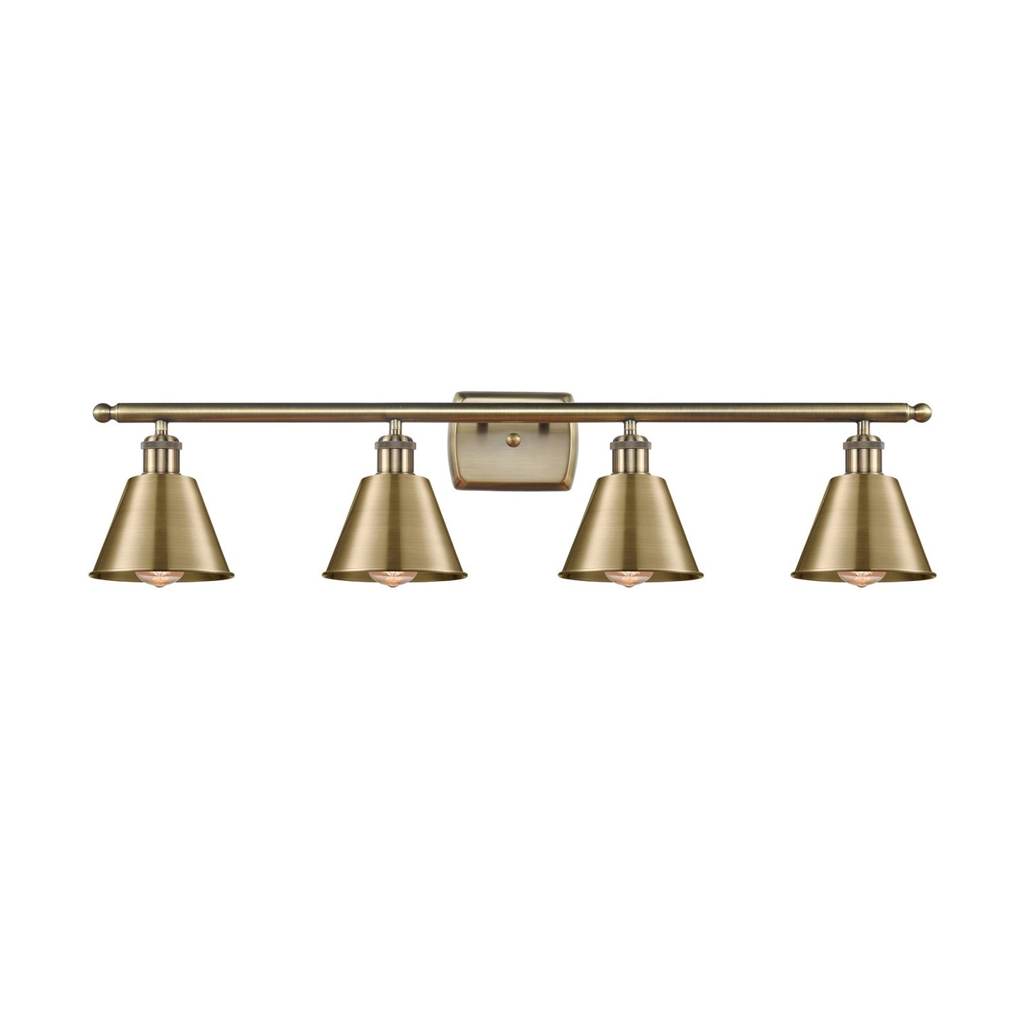 Innovations Smithfield 37in 4-Light Bath Vanity | Industrial Farmhouse Antique Brass Steel and Cast Brass with Antique Brass | Model 516-4W-AB-M8-LED