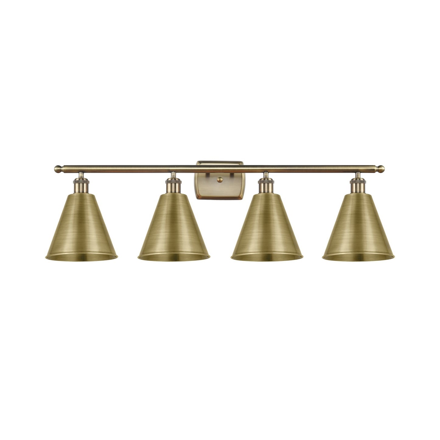 Innovations Berkshire 38in 4-Light Bath Vanity Light | Industrial Antique Brass Steel and Cast Brass Metal Shade | Bathroom | Model 516-4W-AB-MBC-8-AB