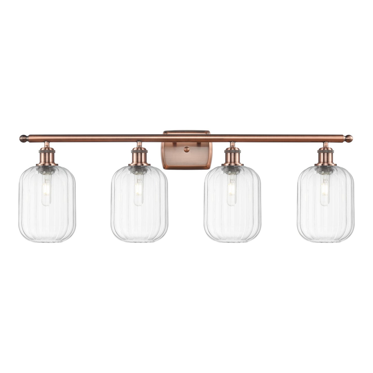 Innovations Preston Cylinder 37in 4-Light Bath Vanity | Industrial Antique Copper Steel and Clear Glass | Bathroom Vanity & | Model 516-4W-AC-G460-7CL