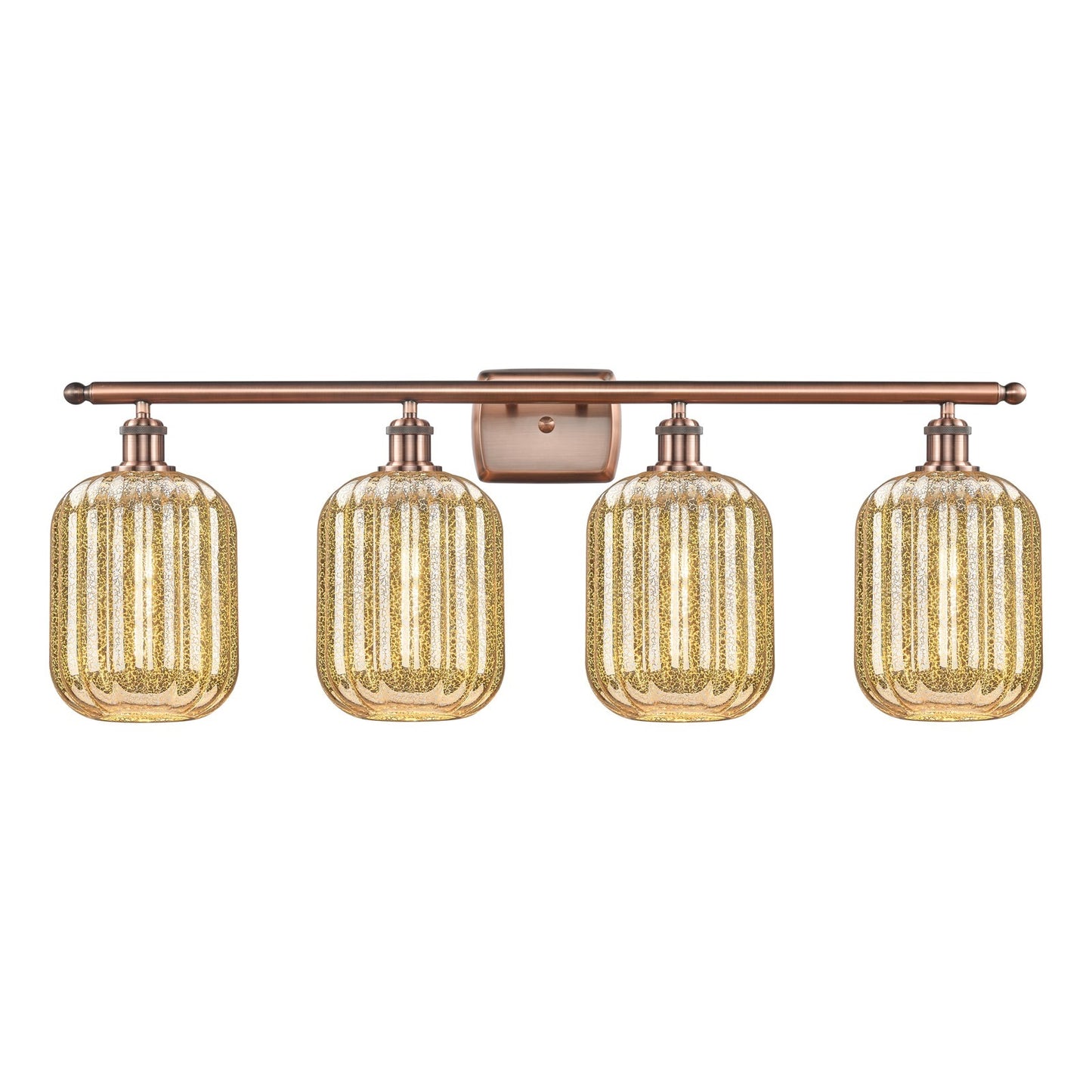 Innovations Preston Cylinder 37in 4-Light Bath Vanity | Industrial Antique Copper Steel and Mercury Glass | Bathroom Vanity | Model 516-4W-AC-G460-7ME