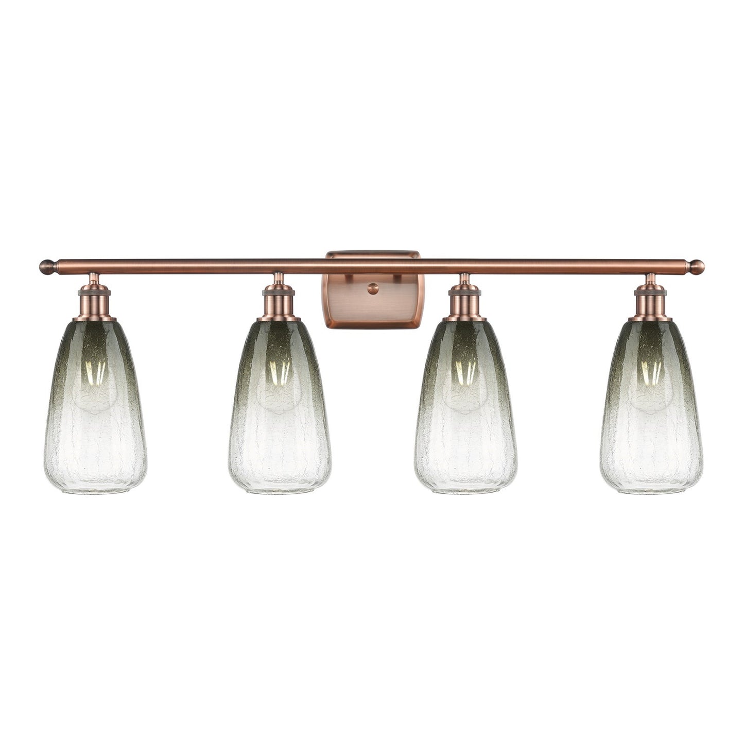 Innovations Brookhaven Almond 36in 4-Light Bath Vanity Light | Industrial Antique Copper Steel and Slate Glass | Bathroom | Model 516-4W-AC-G480-6SL