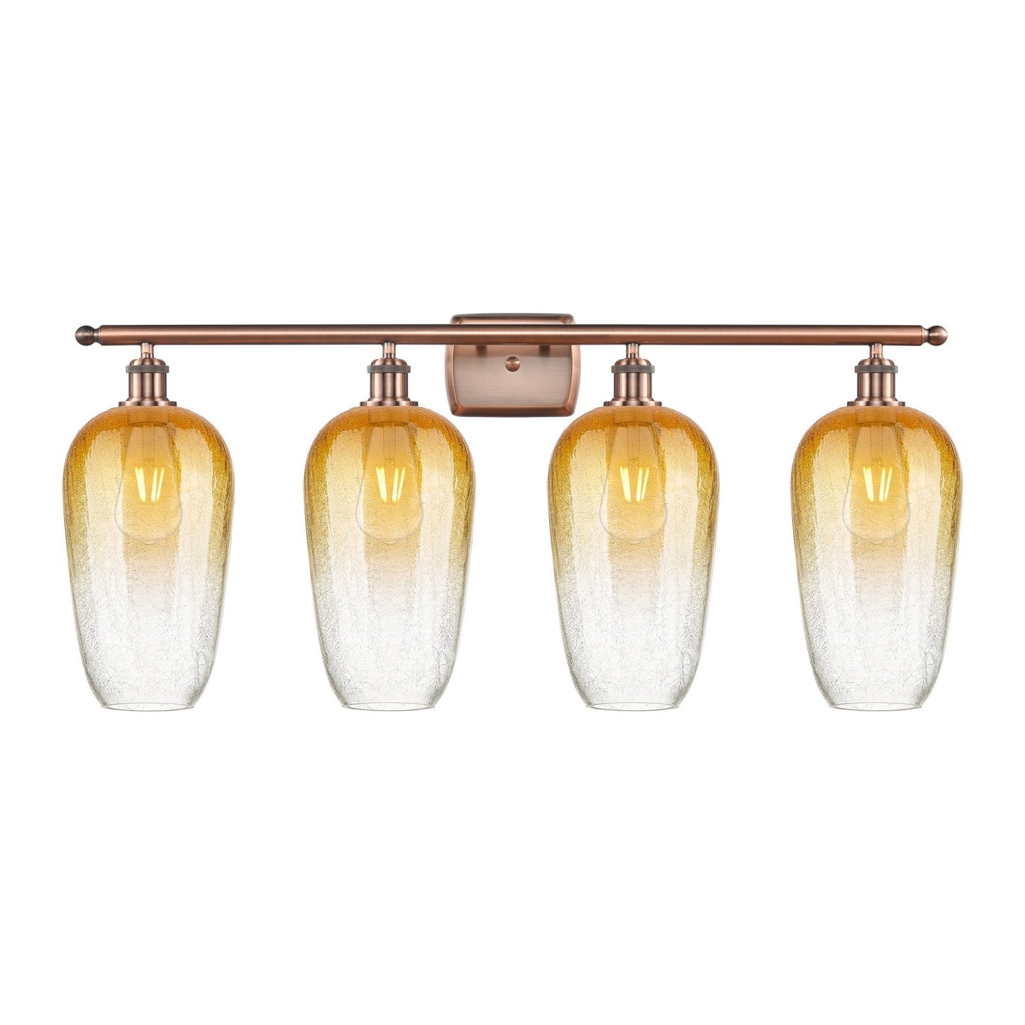 Innovations Brookhaven Flute 37in 4-Light Bath Vanity Light | Industrial Antique Copper and Amber Glass | Bathroom Vanity | 37 | Model 516-4W-AC-G484-7AM