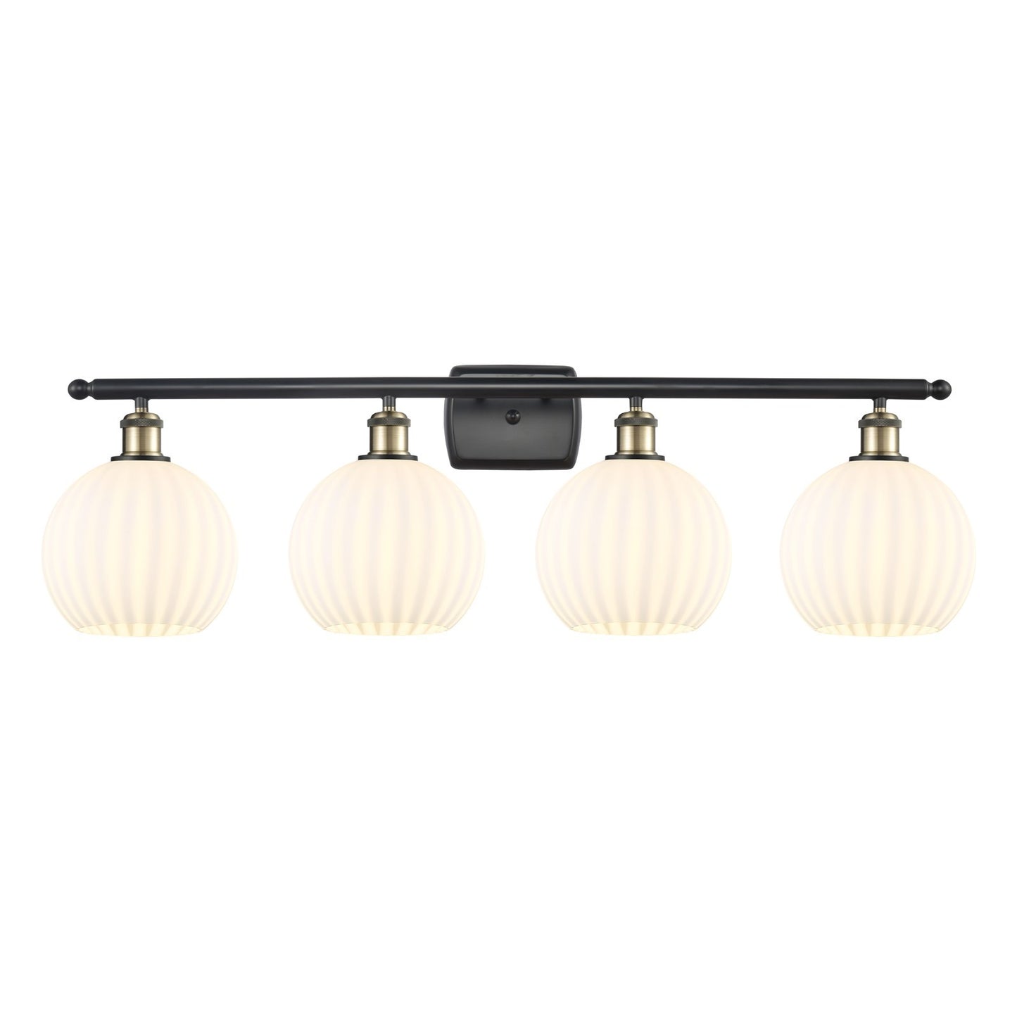 Innovations White Venetian 38in 4-Light Bath Vanity Light | Art Nouveau Modern Black Antique Brass and White Venetian Glass | Model 516-4W-BAB-G1217-8WV