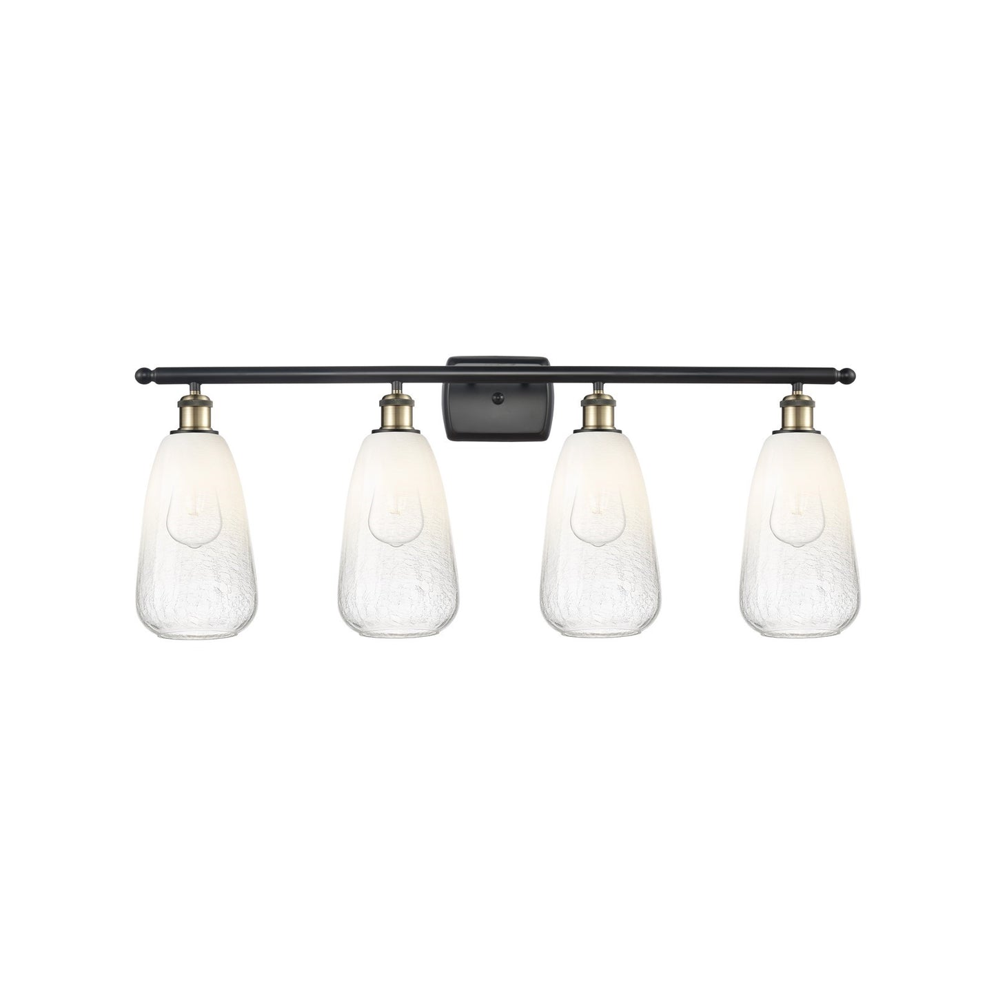Innovations Brookhaven Almond 36in 4-Light Bath Vanity Light | Industrial Black Antique Brass and Opal Glass | Bathroom Vanity | Model 516-4W-BAB-G480-6OP