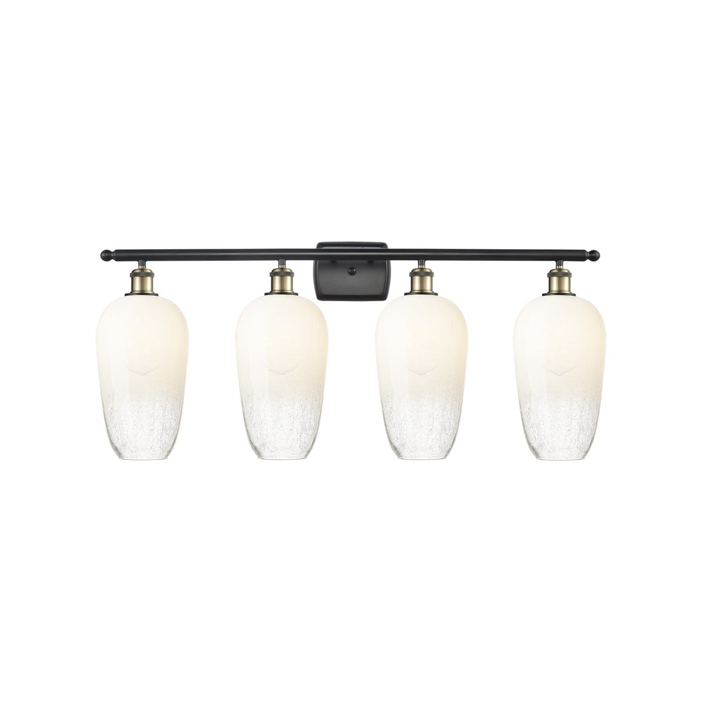 Innovations Brookhaven Flute 37in 4-Light Bath Vanity Light | Industrial Black Antique Brass and Opal Glass | Bathroom Vanity | Model 516-4W-BAB-G484-7OP