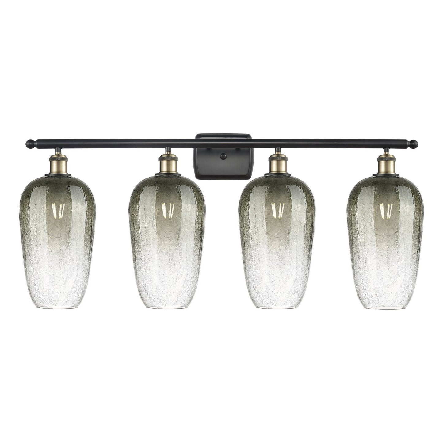 Innovations Brookhaven Flute 37in 4-Light Bath Vanity Light | Industrial Black Antique Brass and Slate Glass | Bathroom Vanity | Model 516-4W-BAB-G484-7SL