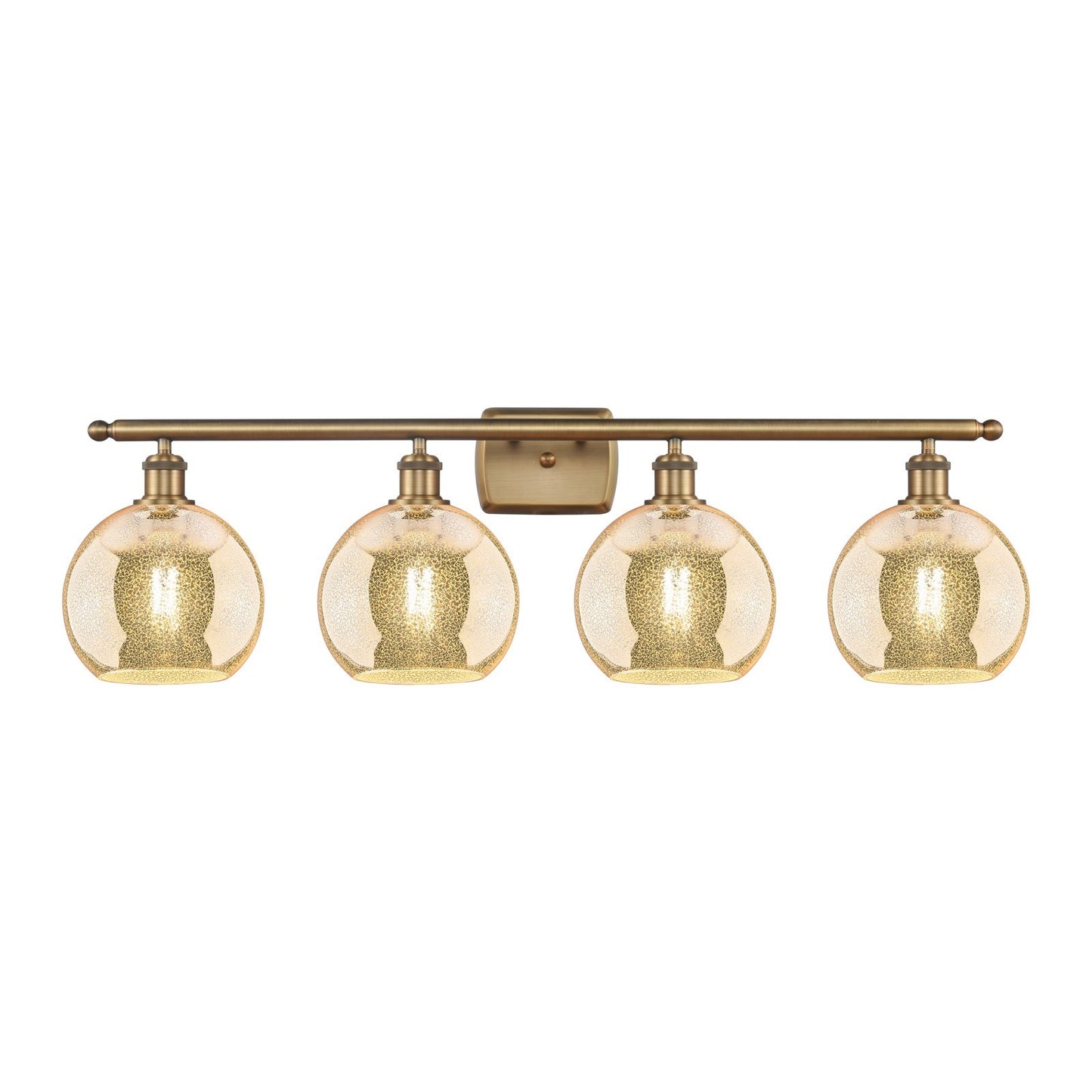 Innovations Athens 38in 4-Light Bath Vanity Light | Industrial Brushed Brass and Mercury Glass | Bathroom Vanity | 38 x 11 x 8.12 | Model 516-4W-BB-G128-8
