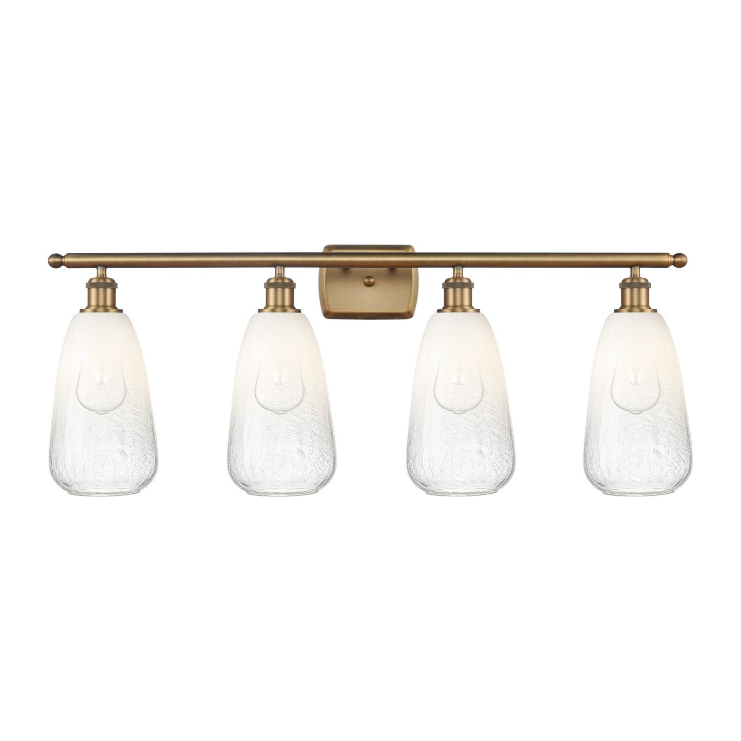 Innovations Brookhaven Almond 36in 4-Light Bath Vanity | Industrial Brushed Brass and Opal Glass | Bathroom Vanity Light | 36 x | Model 516-4W-BB-G480-6OP