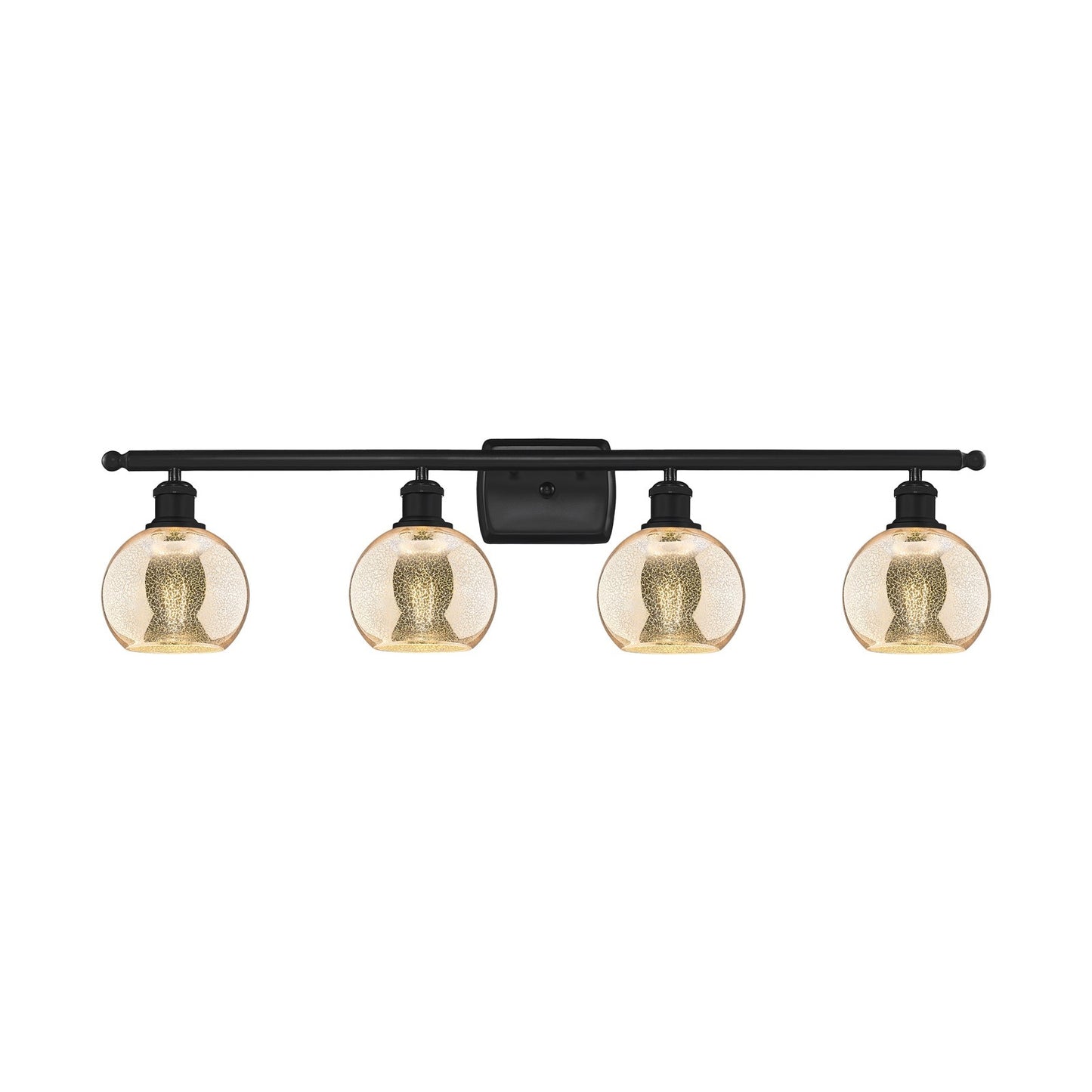 Innovations Athens 36in 4-Light Bath Vanity Light | Industrial Matte Black Steel and Mercury Glass | Bathroom Vanity | 35.88 x | Model 516-4W-BK-G128-6