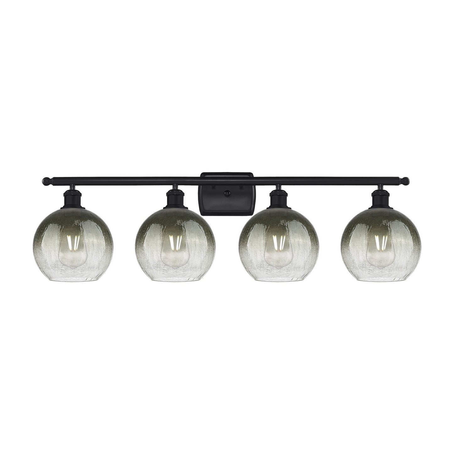Innovations Brookhaven Globe 38in 4-Light Bath Vanity | Industrial Matte Black Steel and Slate Glass | Bathroom Vanity Light | Model 516-4W-BK-G483-8SL