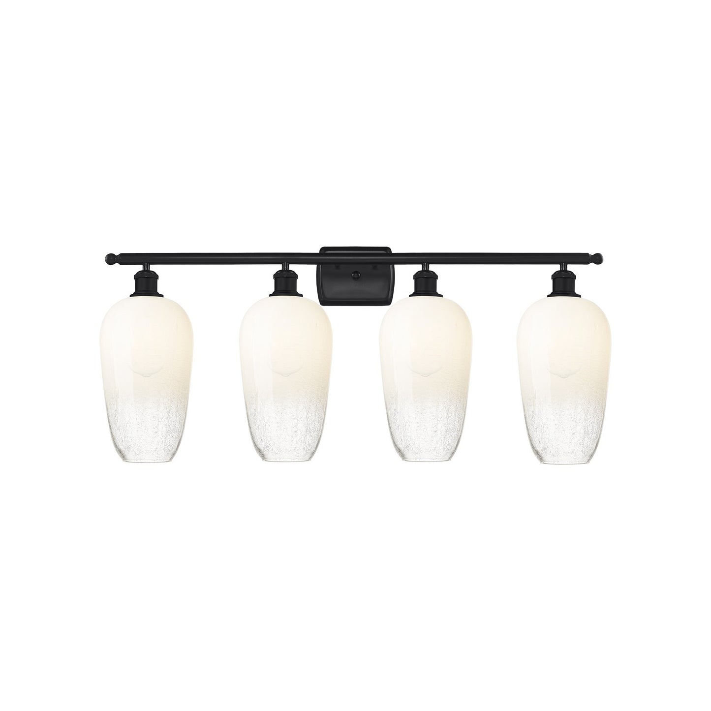 Innovations Brookhaven Flute 37in 4-Light Bath Vanity | Industrial Matte Black Steel and Cast Brass with Opal Glass Shades | Model 516-4W-BK-G484-7OP