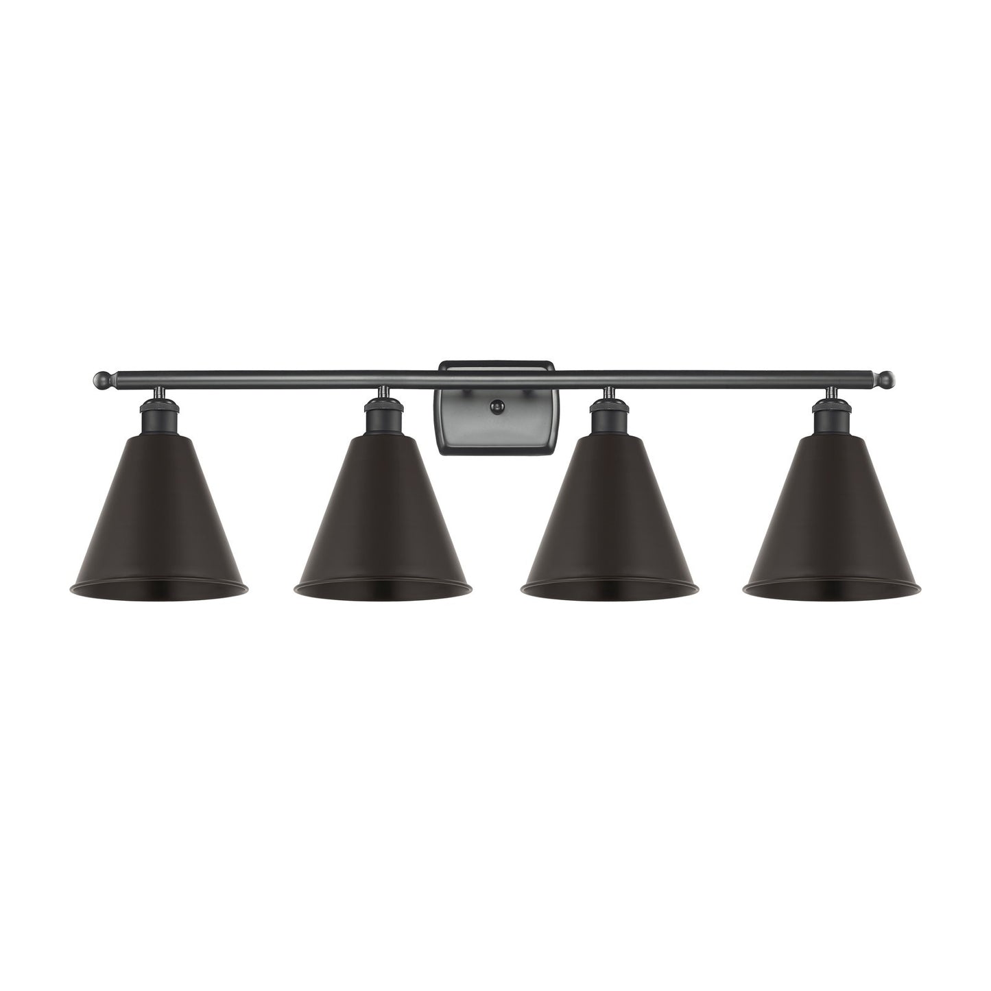 Innovations Berkshire 38in 4-Light Bath Vanity | Industrial Farmhouse Matte Black Steel and Cast Brass with Matte Black Metal | Model 516-4W-BK-MBC-8-BK