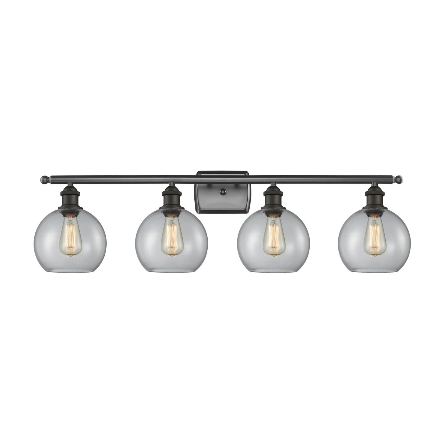 Innovations Athens 38in 4-Light Bath Vanity Light | Industrial Oil Rubbed Bronze Steel and Clear Glass | Bathroom Vanity | 38 x | Model 516-4W-OB-G122-8
