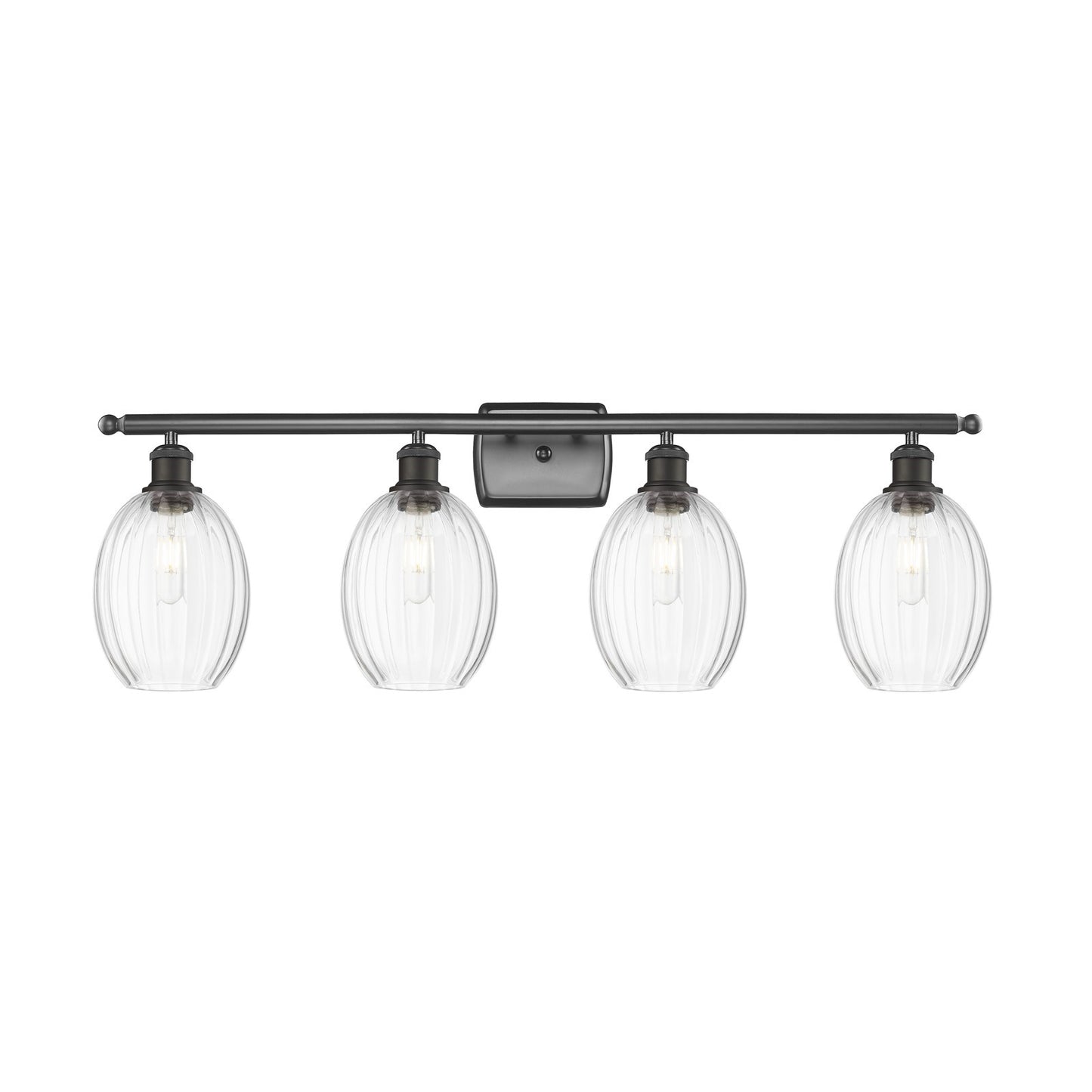 Innovations Preston 36in 4-Light Bath Vanity Light | Industrial Oil Rubbed Bronze Steel and Clear Glass | Bathroom Vanity | Model 516-4W-OB-G459-6CL