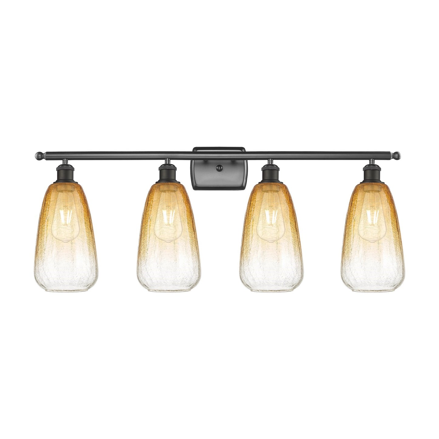 Innovations Brookhaven Almond 36in 4-Light Bath Vanity Light | Industrial Oil Rubbed Bronze and Amber Glass | Bathroom Vanity | Model 516-4W-OB-G480-6AM