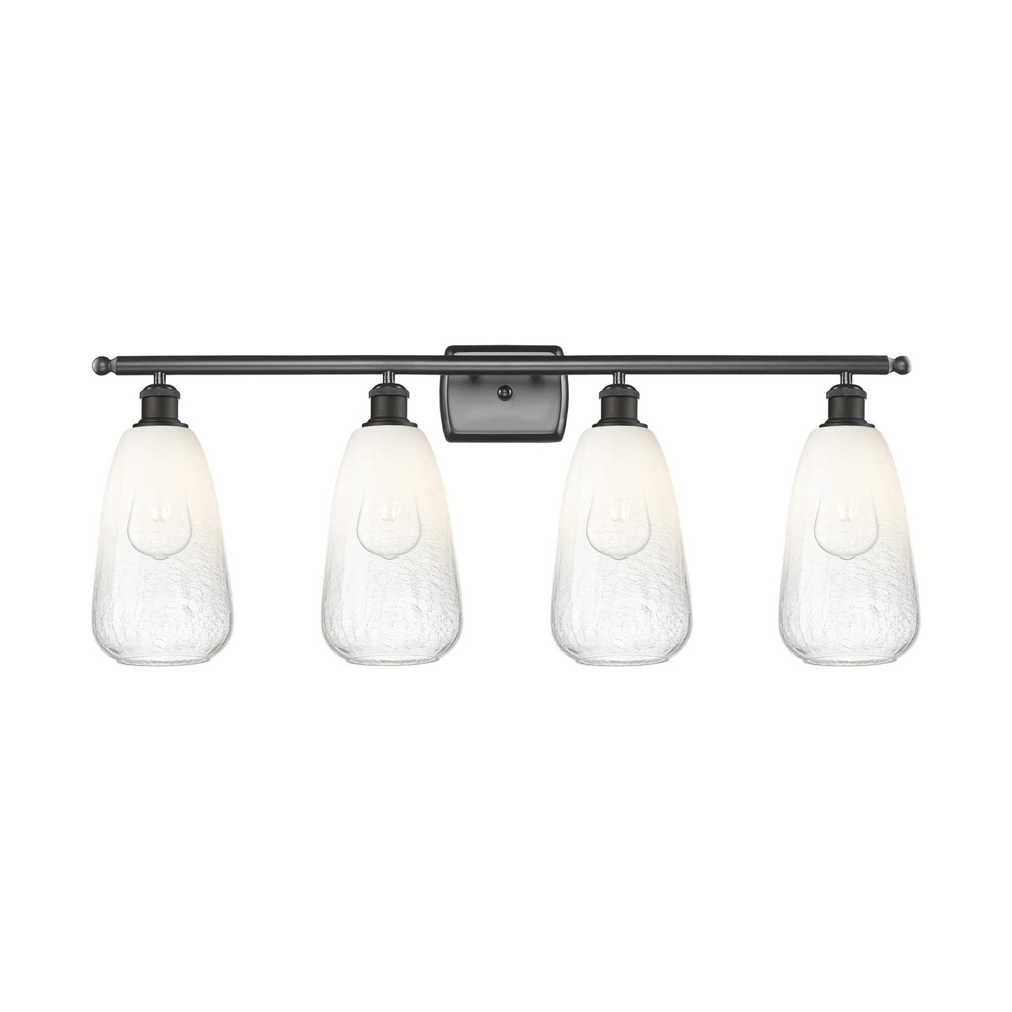 Innovations Brookhaven Almond 36in 4-Light Bath Vanity Light | Industrial Oil Rubbed Bronze and Opal Glass | Bathroom Vanity | Model 516-4W-OB-G480-6OP